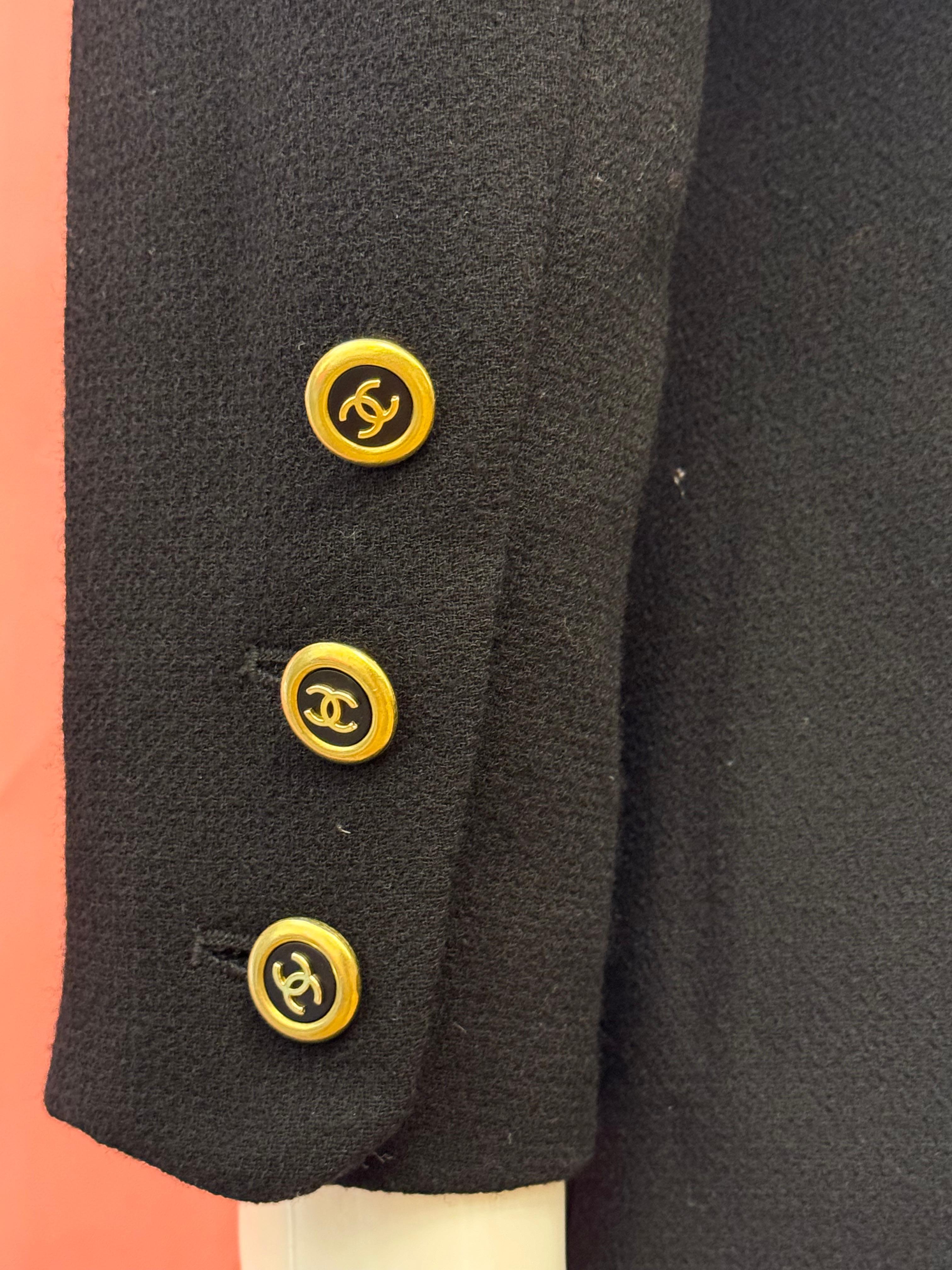 Women's or Men's Chanel by Karl Lagerfeld F/W 1994 black jacket logo buttons For Sale
