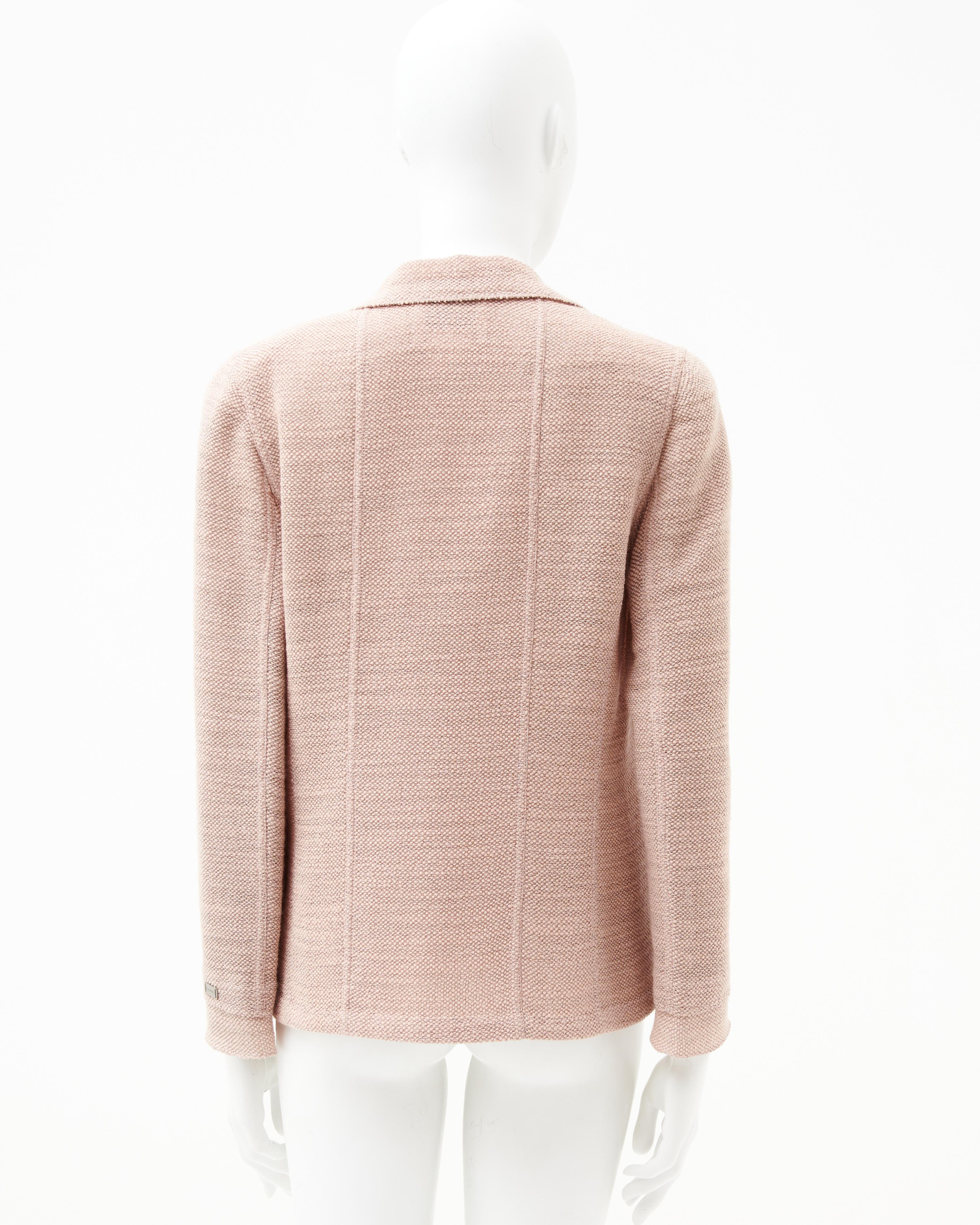 Beige Chanel by Karl Lagerfeld F/W 1999 Couture Pink Multipocket Silk Blazer For Sale