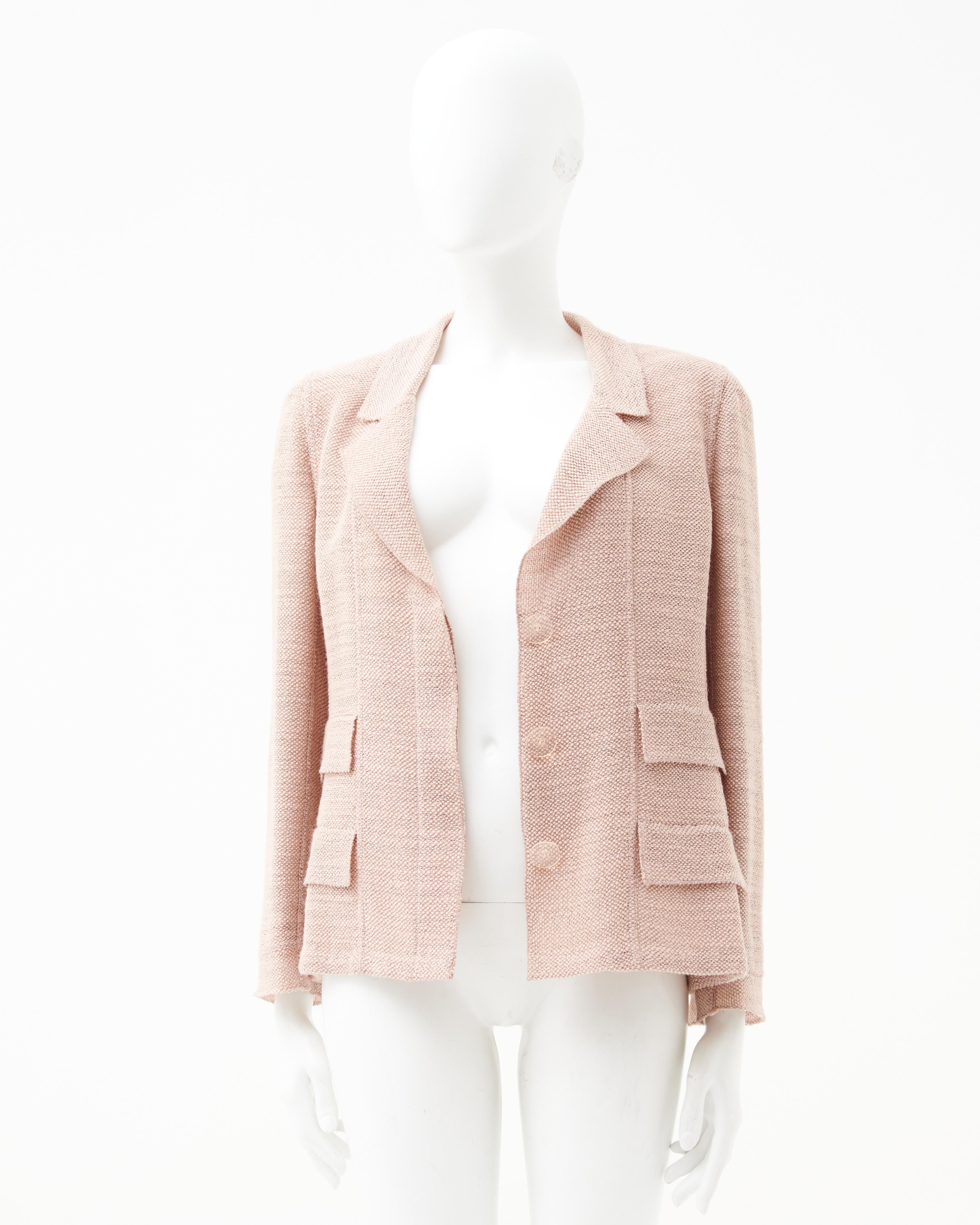 Women's Chanel by Karl Lagerfeld F/W 1999 Couture Pink Multipocket Silk Blazer For Sale
