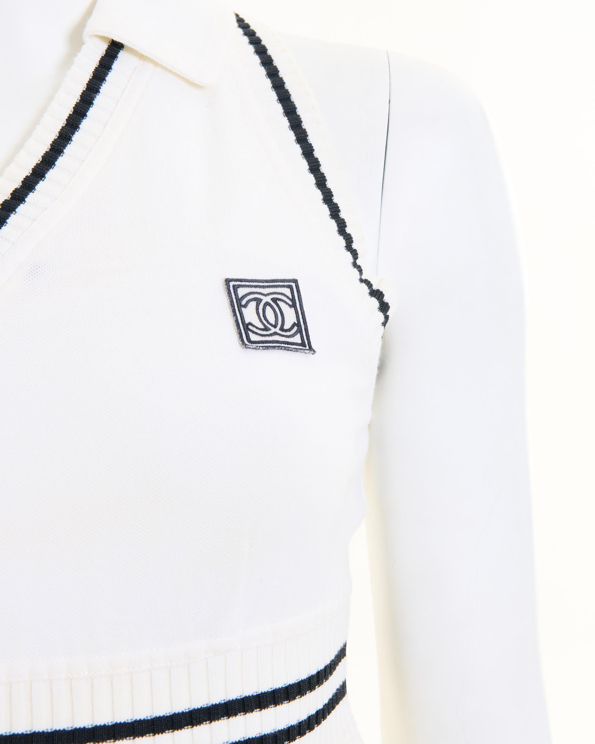 Chanel by Karl Lagerfeld F/W 2003 White cotton sleeveless tennis mini dress 3