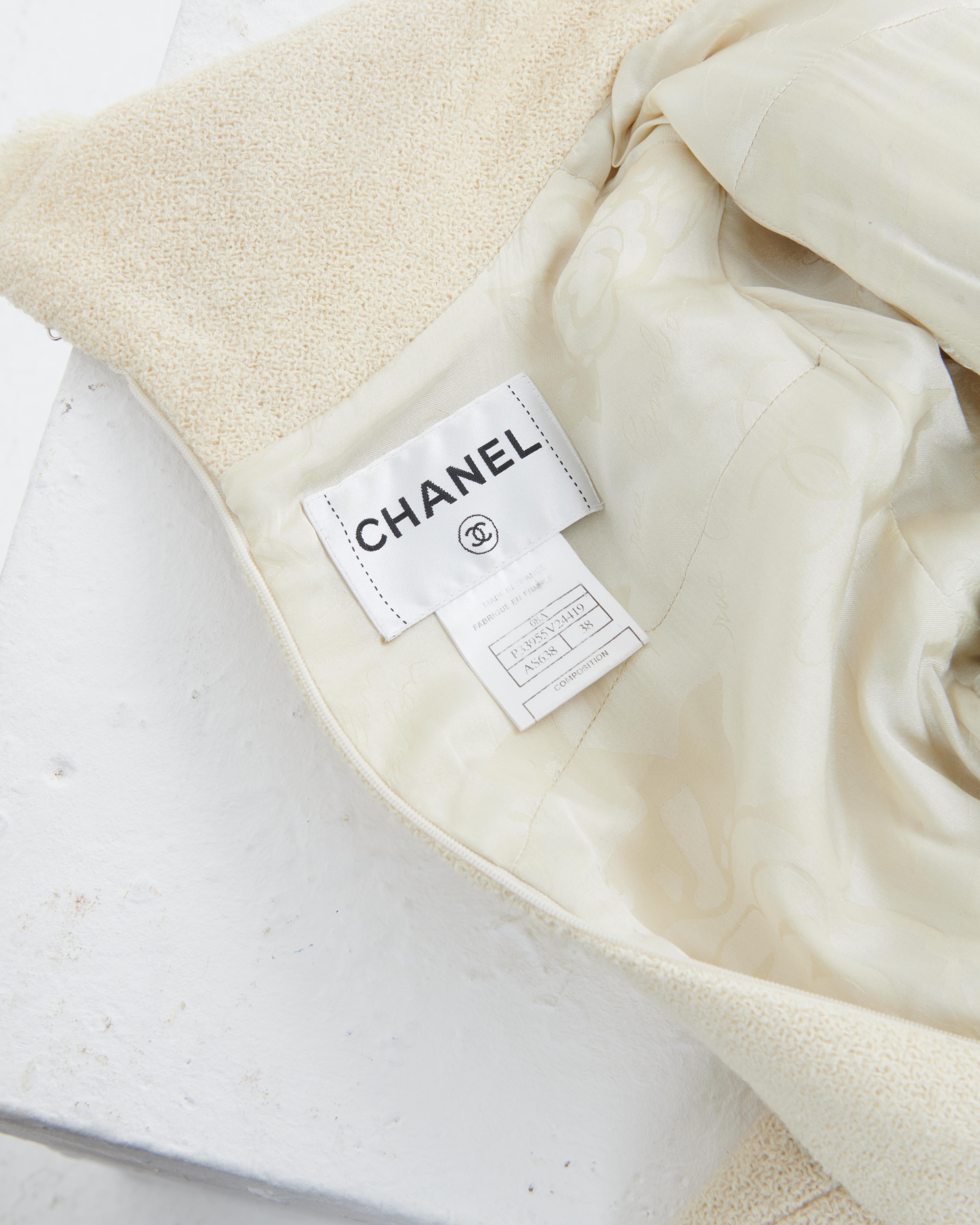 Chanel by Karl Lagerfeld F/W 2008 Robe à col roulé en tweed blanc en vente 8