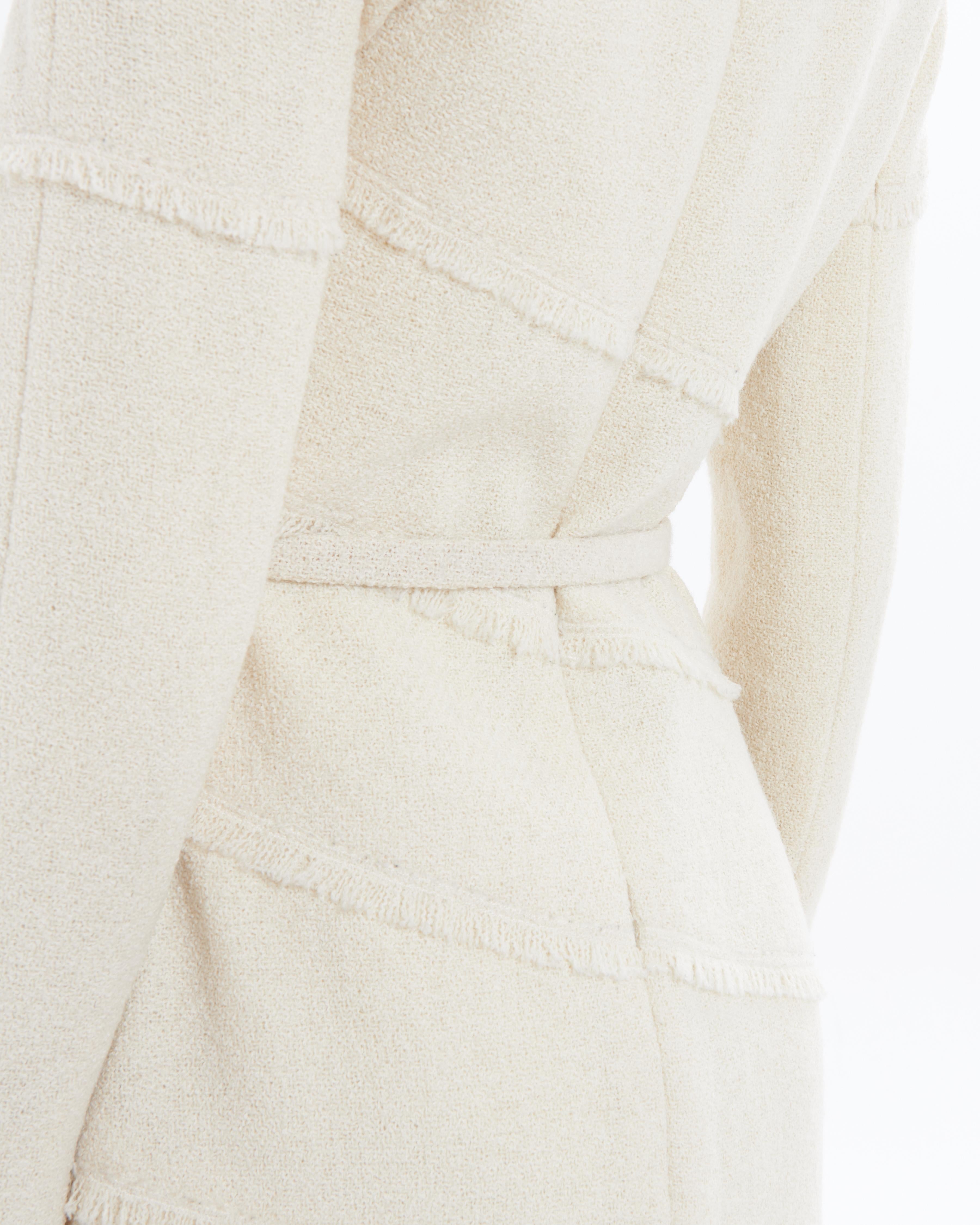 Chanel by Karl Lagerfeld F/W 2008 Robe à col roulé en tweed blanc en vente 9