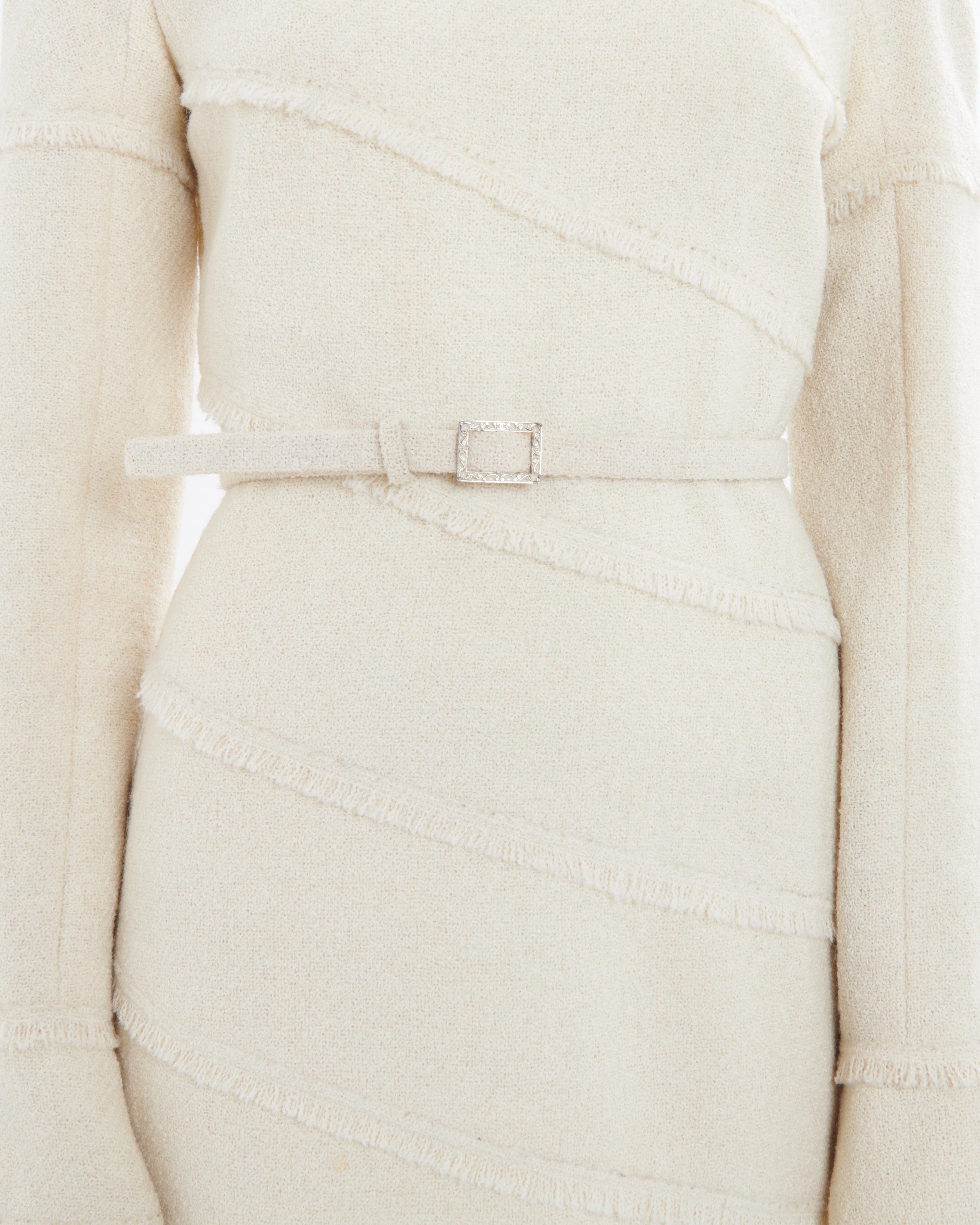 Chanel by Karl Lagerfeld F/W 2008 Robe à col roulé en tweed blanc en vente 5