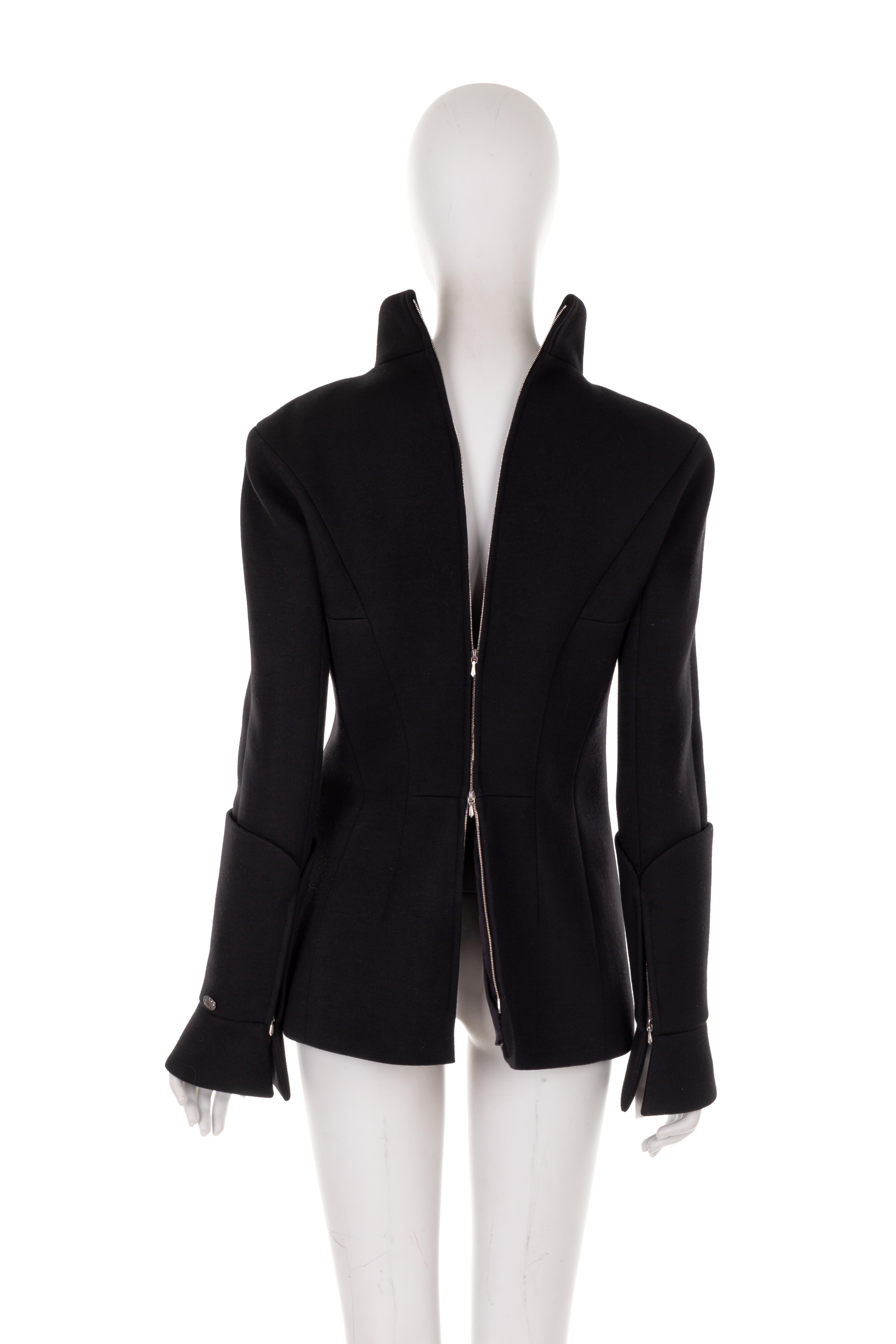 Women's Chanel by Karl Lagerfeld F/W 2009 black wool/nylon paneled jacket For Sale