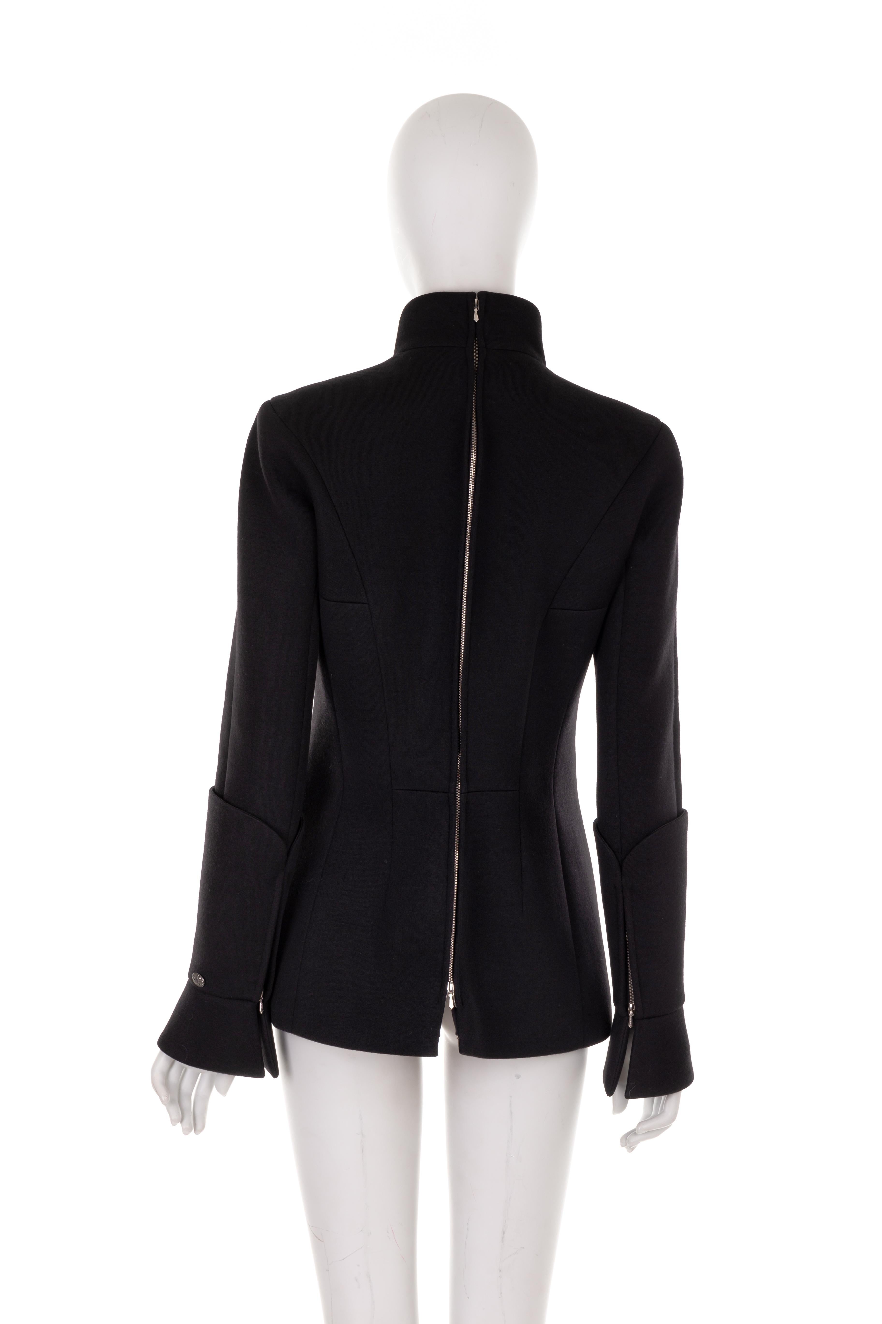 Chanel by Karl Lagerfeld F/W 2009 black wool/nylon paneled jacket For Sale 1