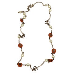 CHANEL by KARL LAGERFELD Faux Pearl CC Logo & Camellia Necklace, Spring 2011