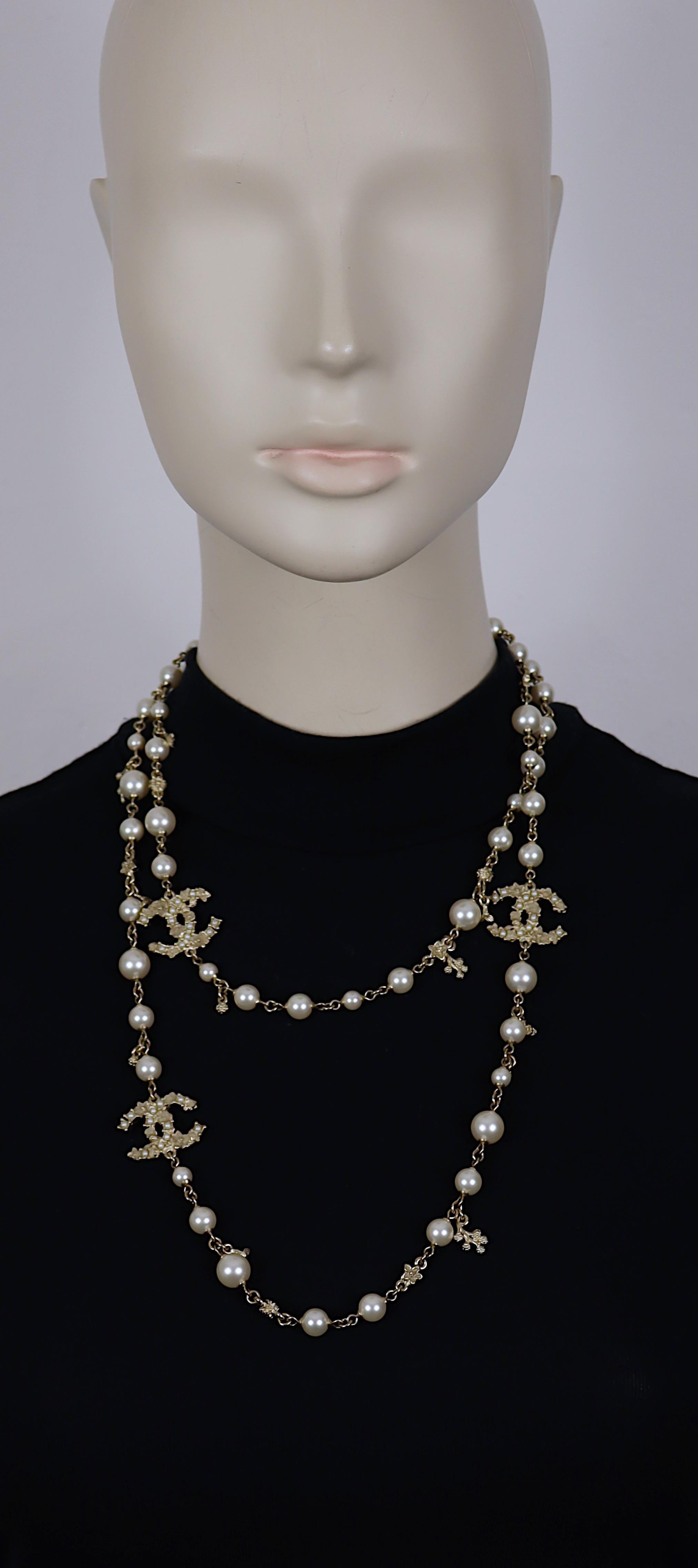 Women's CHANEL by KARL LAGERFELD Faux Pearl CC Logo Necklace, 2012 For Sale