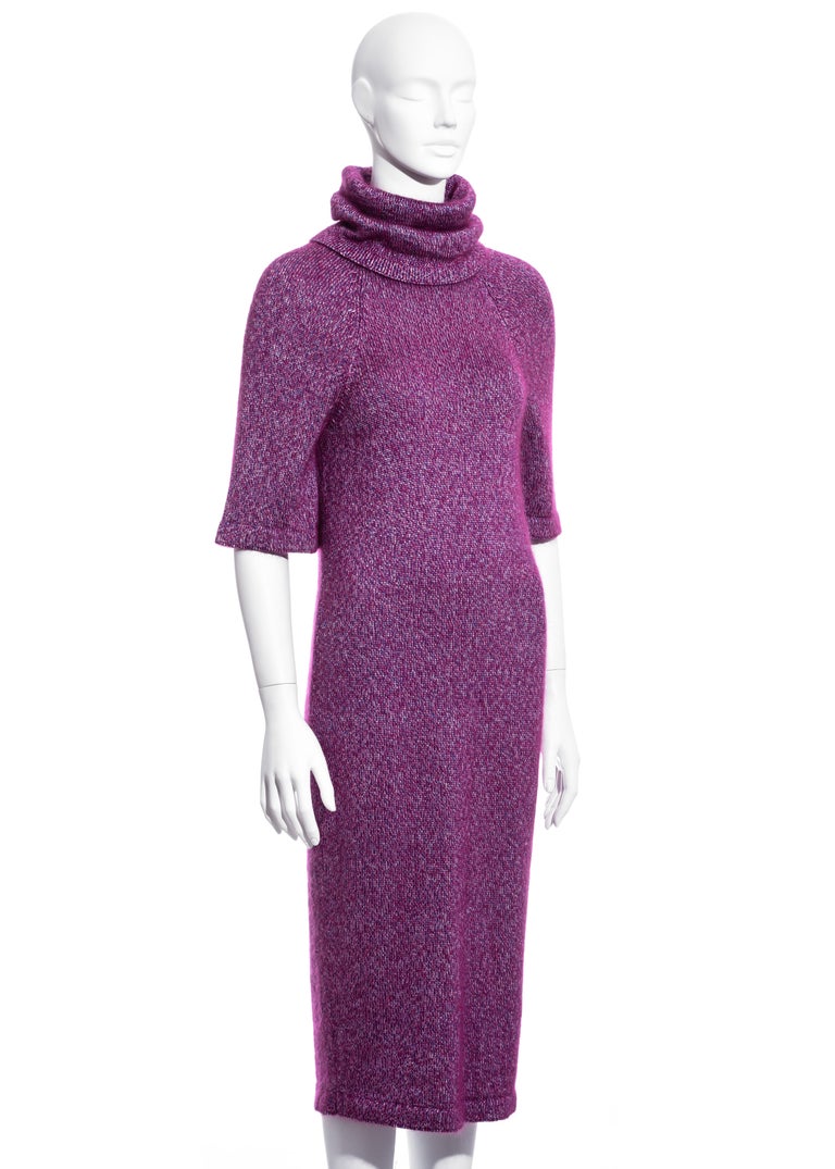 Chanel by Karl Lagerfeld fuchsia mohair silk turtle-neck sweater