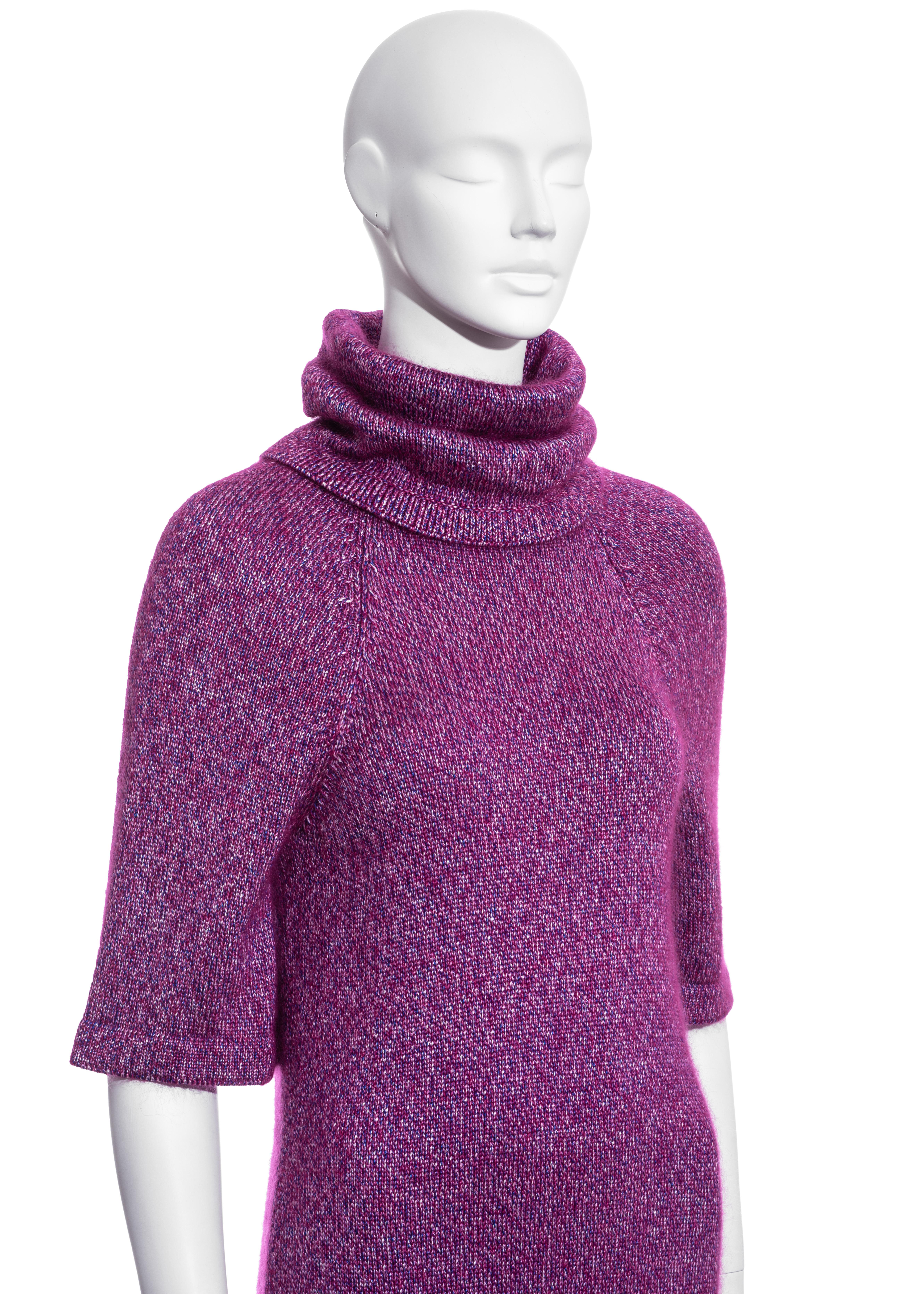 Chanel by Karl Lagerfeld fuchsia mohair silk turtle-neck sweater dress, fw 2015 In Excellent Condition For Sale In London, GB