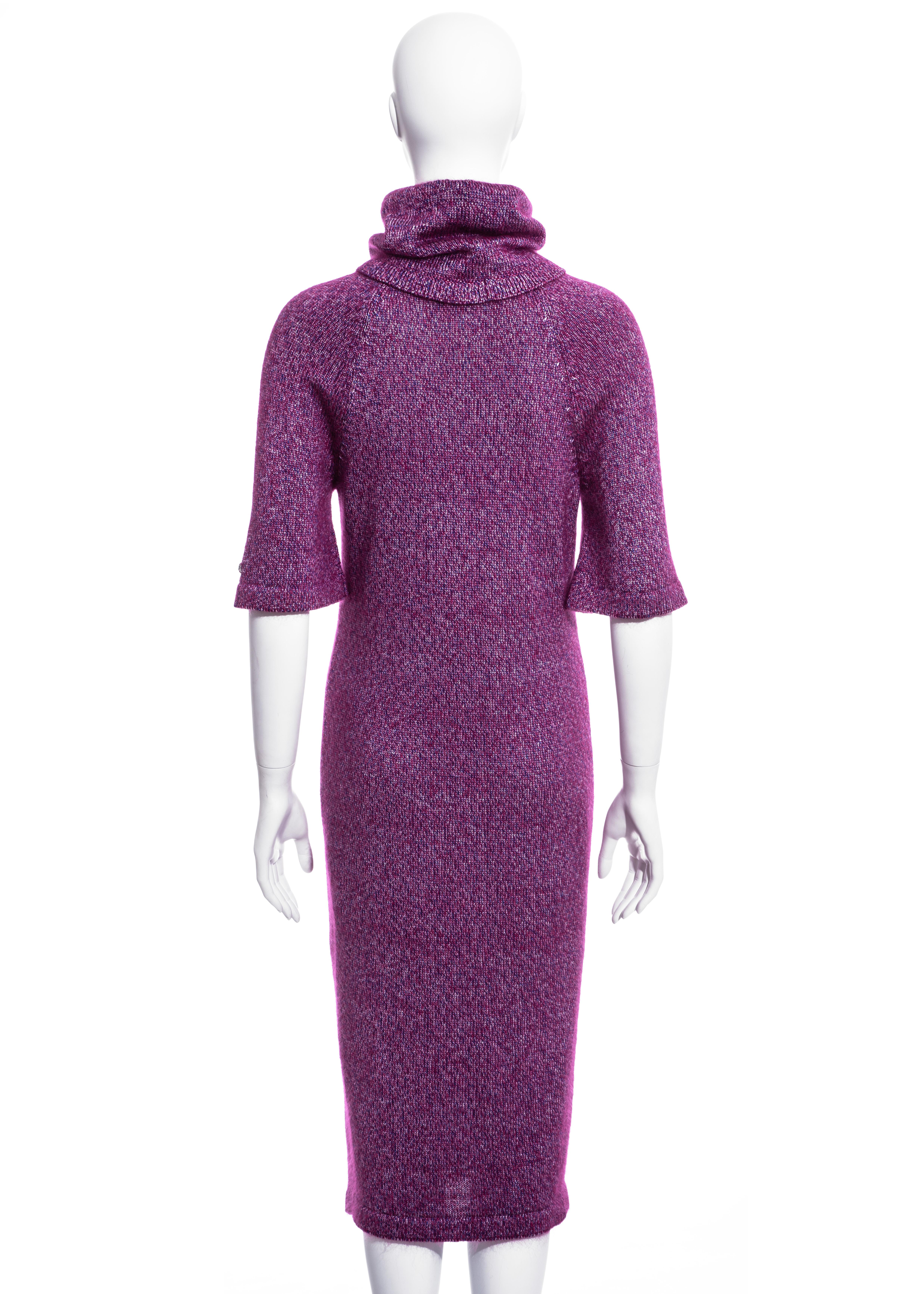 Chanel by Karl Lagerfeld fuchsia mohair silk turtle-neck sweater dress, fw 2015 For Sale 1