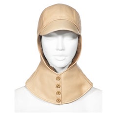 Chanel by Karl Lagerfeld Fur-Lined Lambskin Leather Hat with Neck Flap, fw 2001
