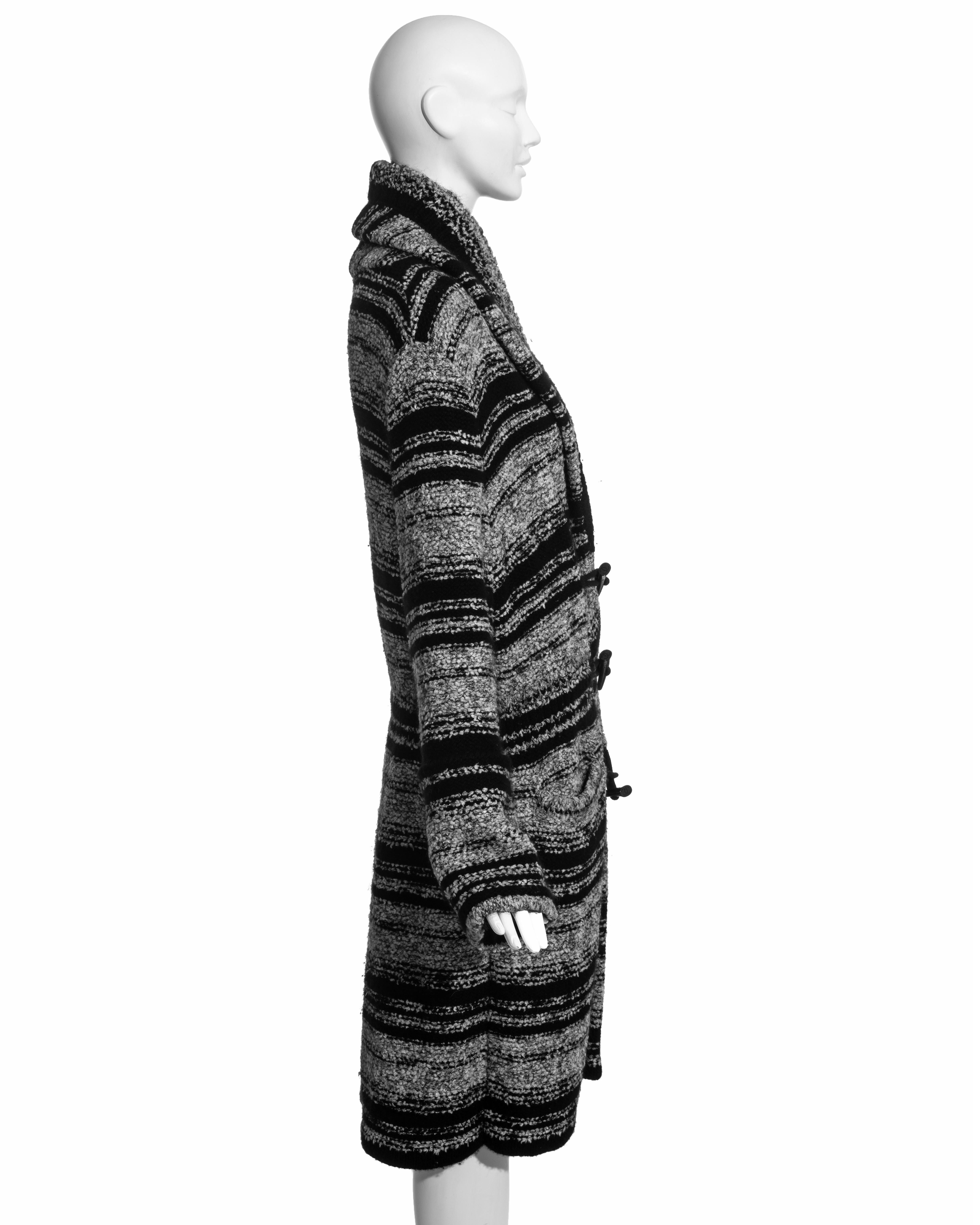 Black Chanel by Karl Lagerfeld grey and black bouclé wool striped cardigan, fw 2006