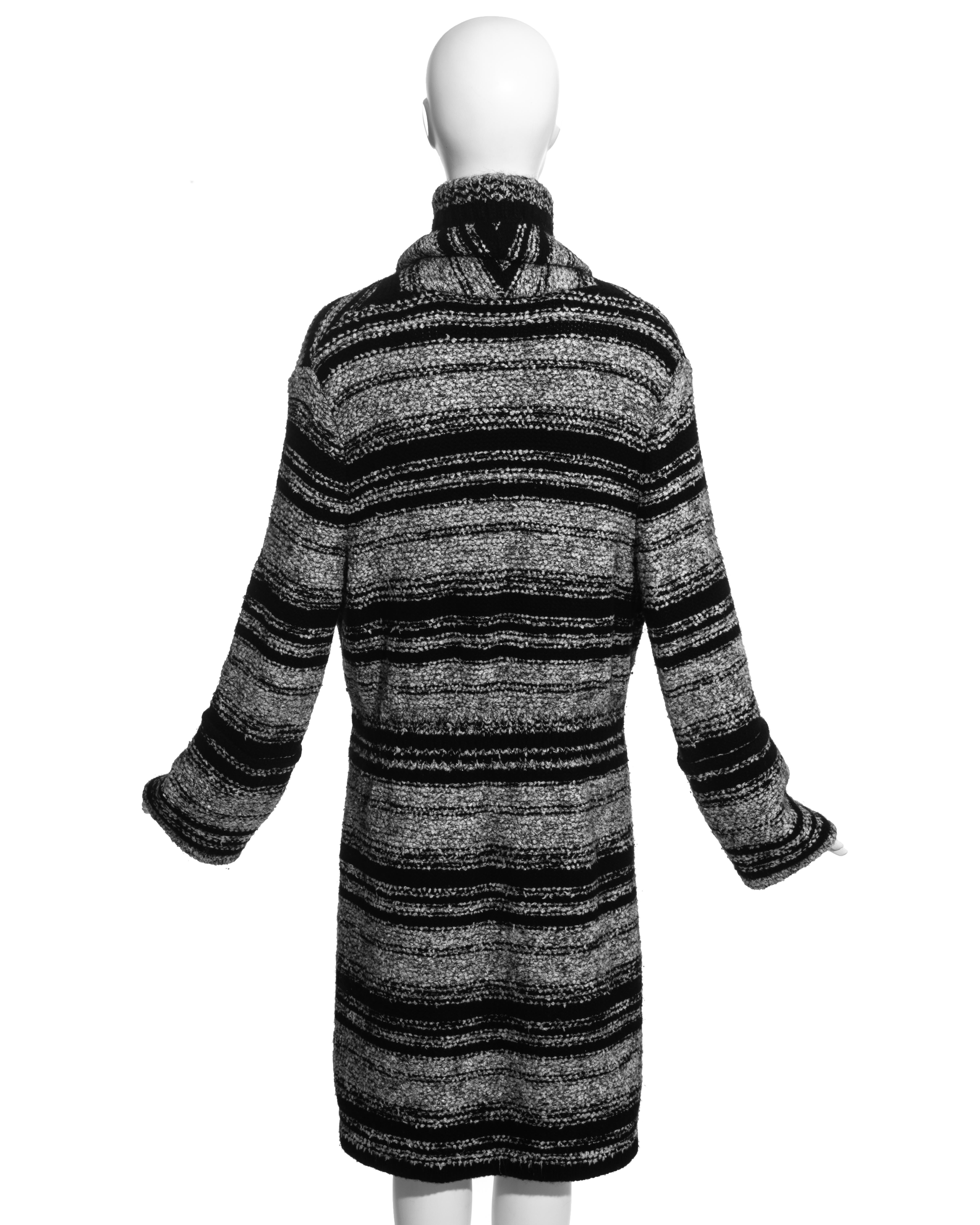 Chanel by Karl Lagerfeld grey and black bouclé wool striped cardigan, fw 2006 In Excellent Condition In London, GB