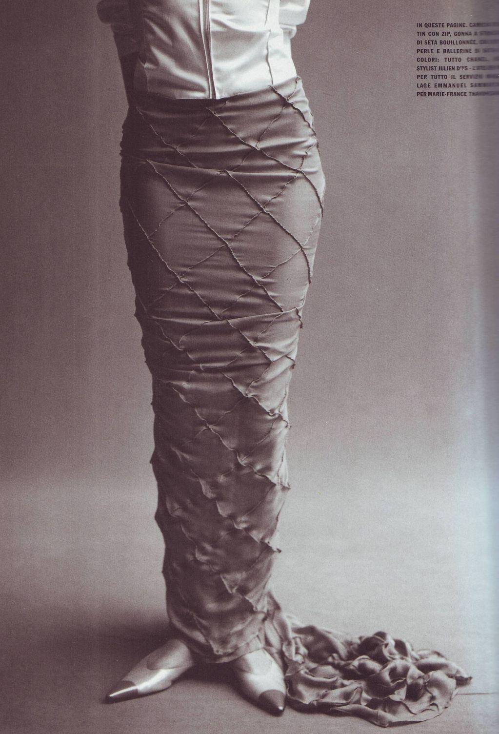 Donna Gonna da sera in seta patchwork grigia Chanel by Karl Lagerfeld for Chanel, ss 1999