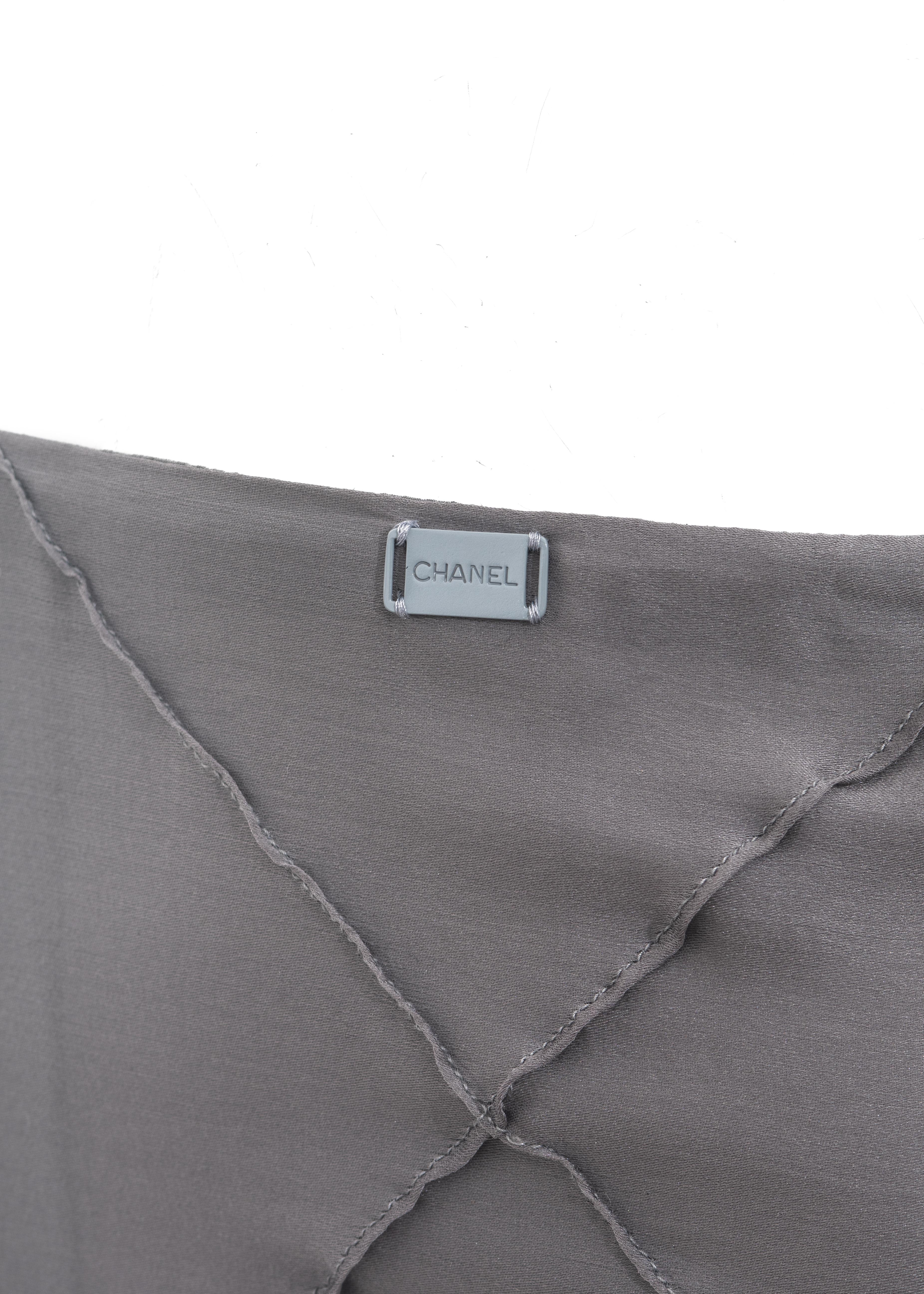 Chanel by Karl Lagerfeld grey patchwork silk trained evening skirt, ss 1999 In Excellent Condition In London, GB