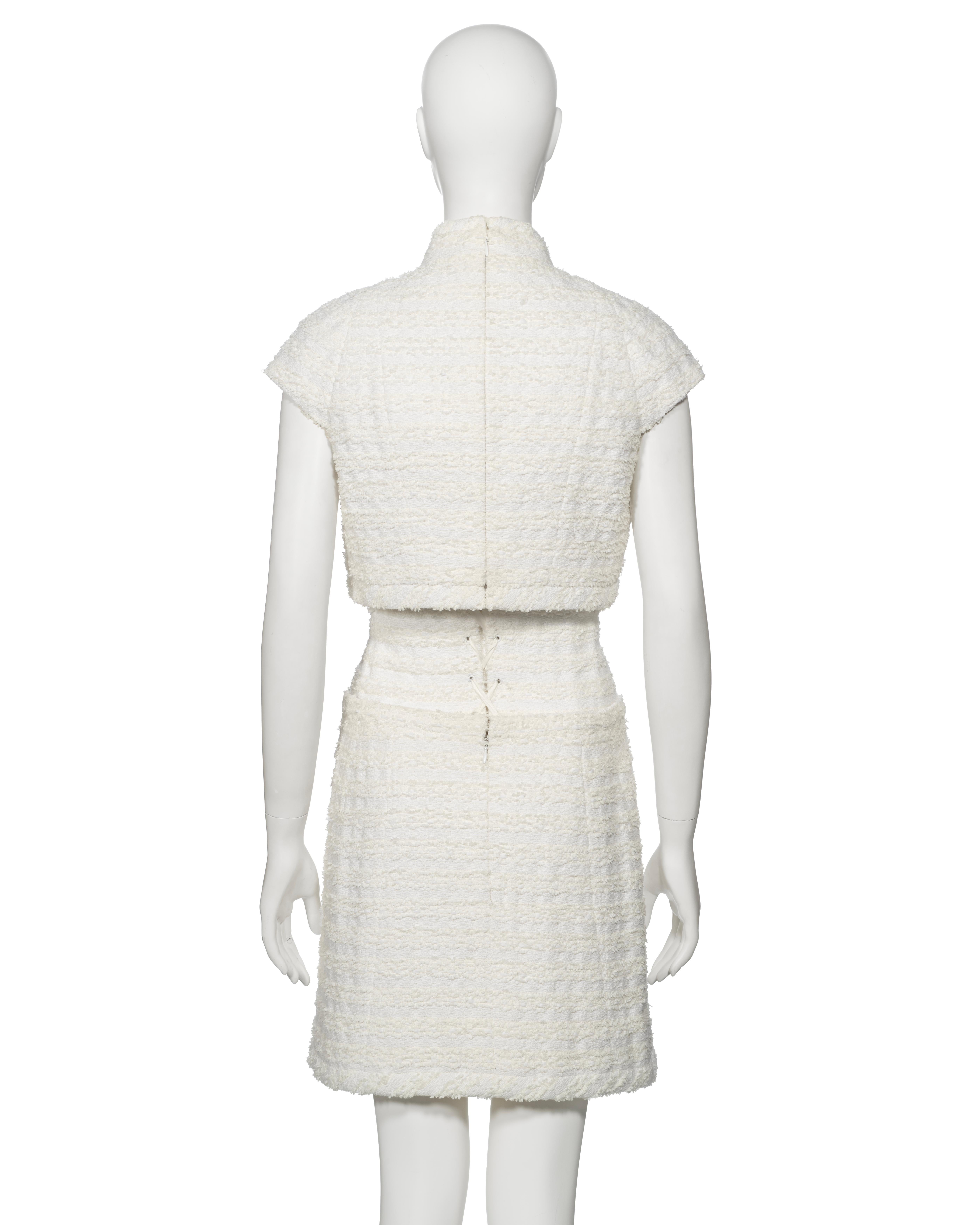 Chanel by Karl Lagerfeld Haute Couture White Bouclé Corseted Skirt Suit, ss 2014 For Sale 6