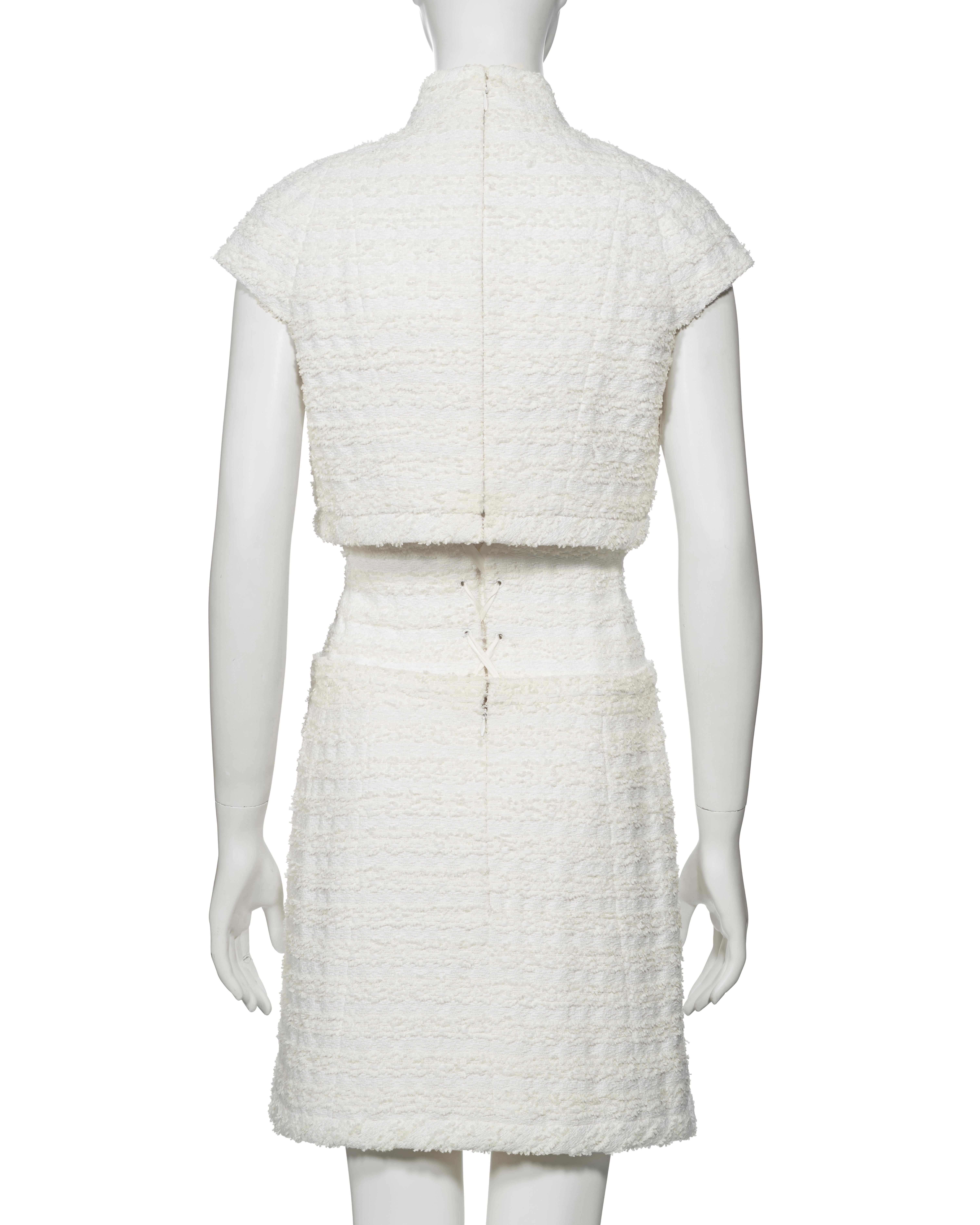 Chanel by Karl Lagerfeld Haute Couture White Bouclé Corseted Skirt Suit, ss 2014 For Sale 7