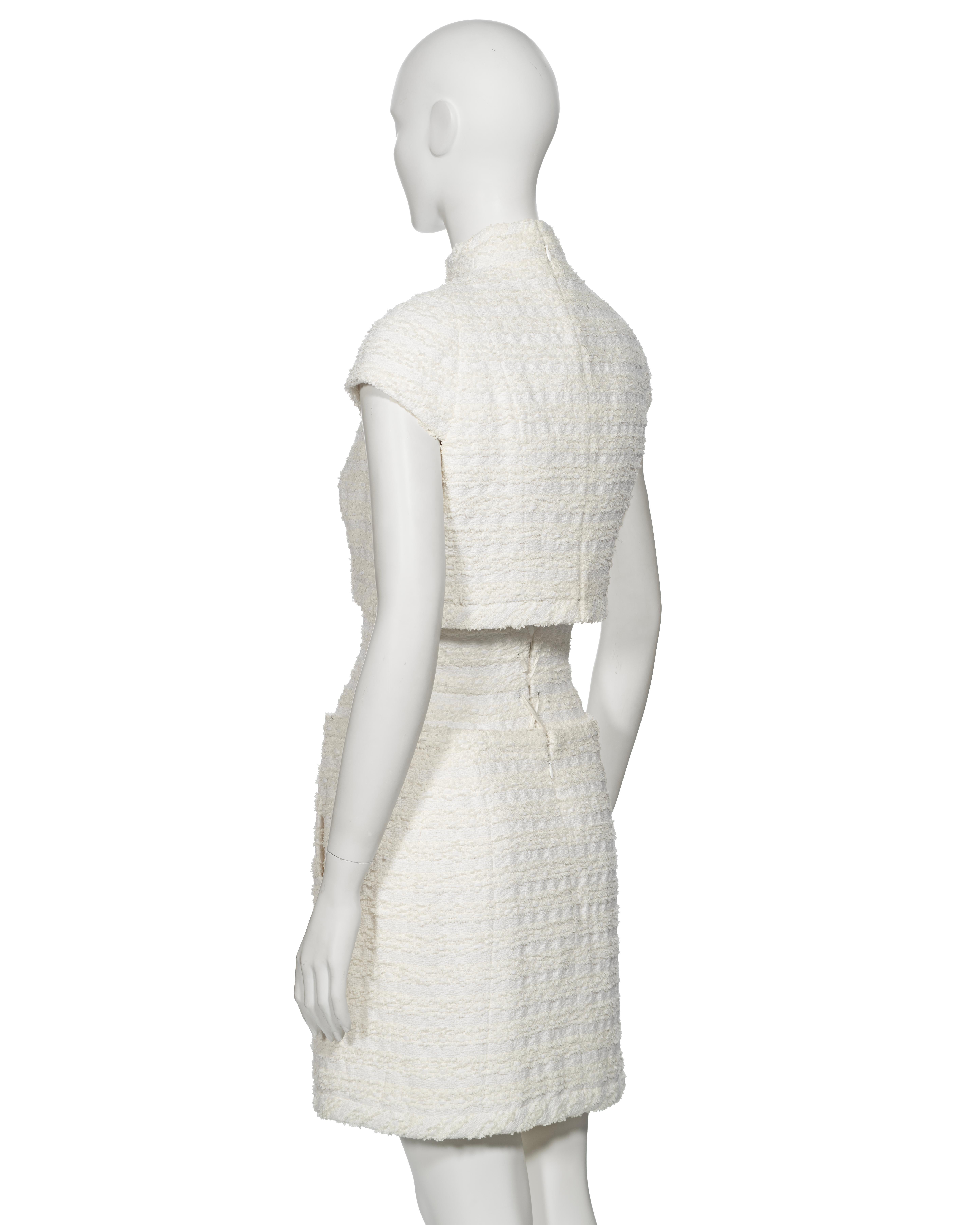 Chanel by Karl Lagerfeld Haute Couture White Bouclé Corseted Skirt Suit, ss 2014 For Sale 8