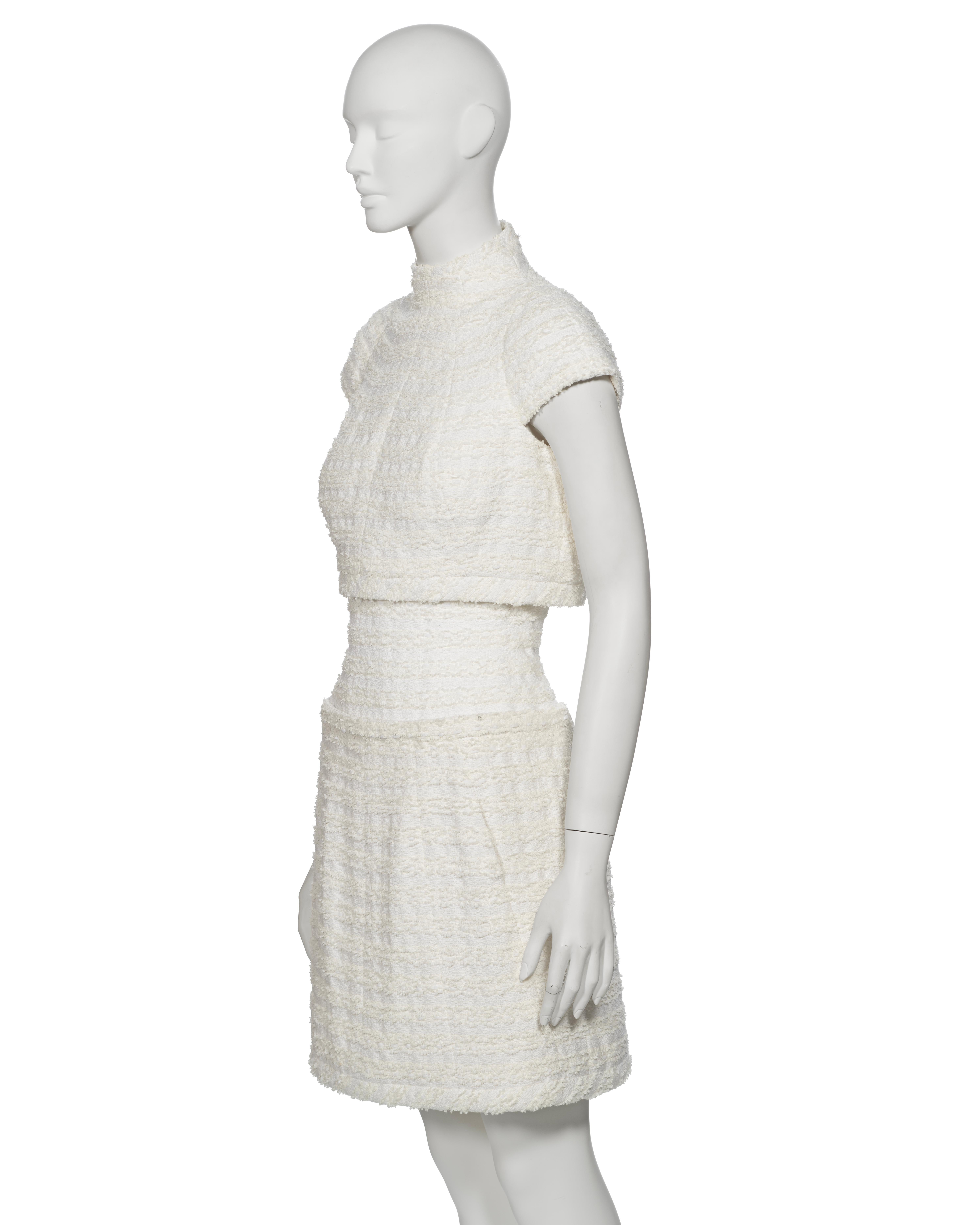 Chanel by Karl Lagerfeld Haute Couture White Bouclé Corseted Skirt Suit, ss 2014 For Sale 9