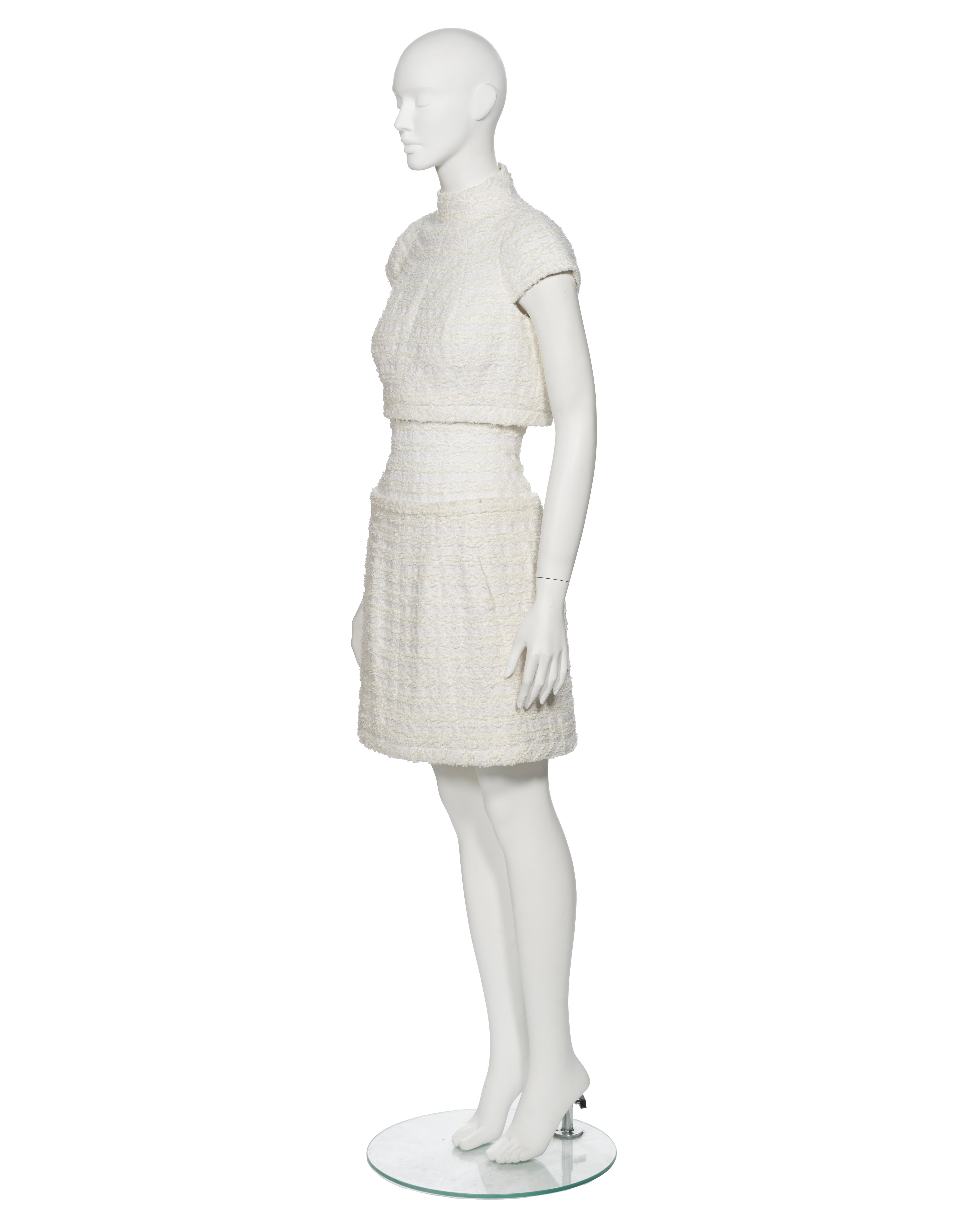 Chanel by Karl Lagerfeld Haute Couture White Bouclé Corseted Skirt Suit, ss 2014 For Sale 10
