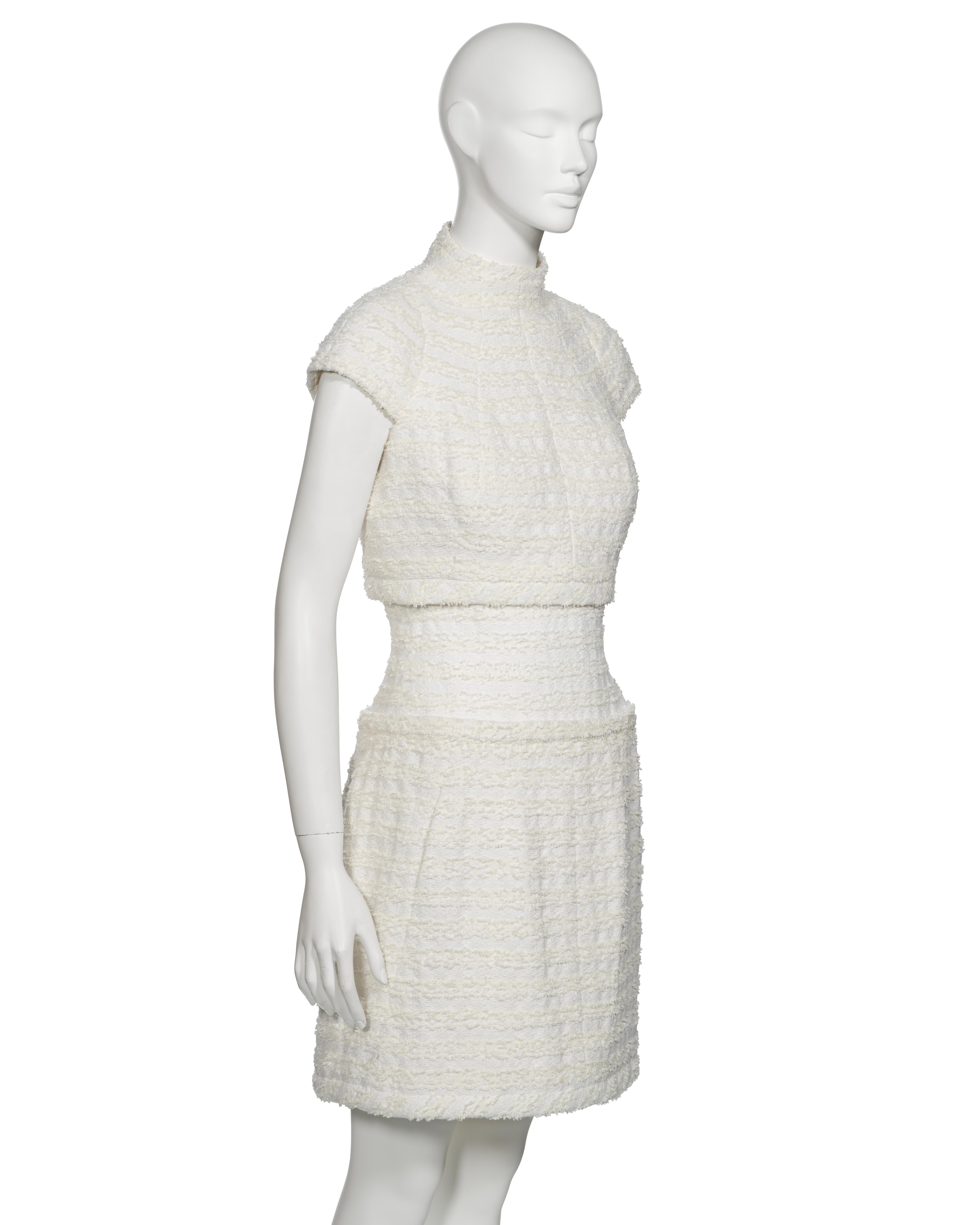 Chanel by Karl Lagerfeld Haute Couture White Bouclé Corseted Skirt Suit, ss 2014 For Sale 1