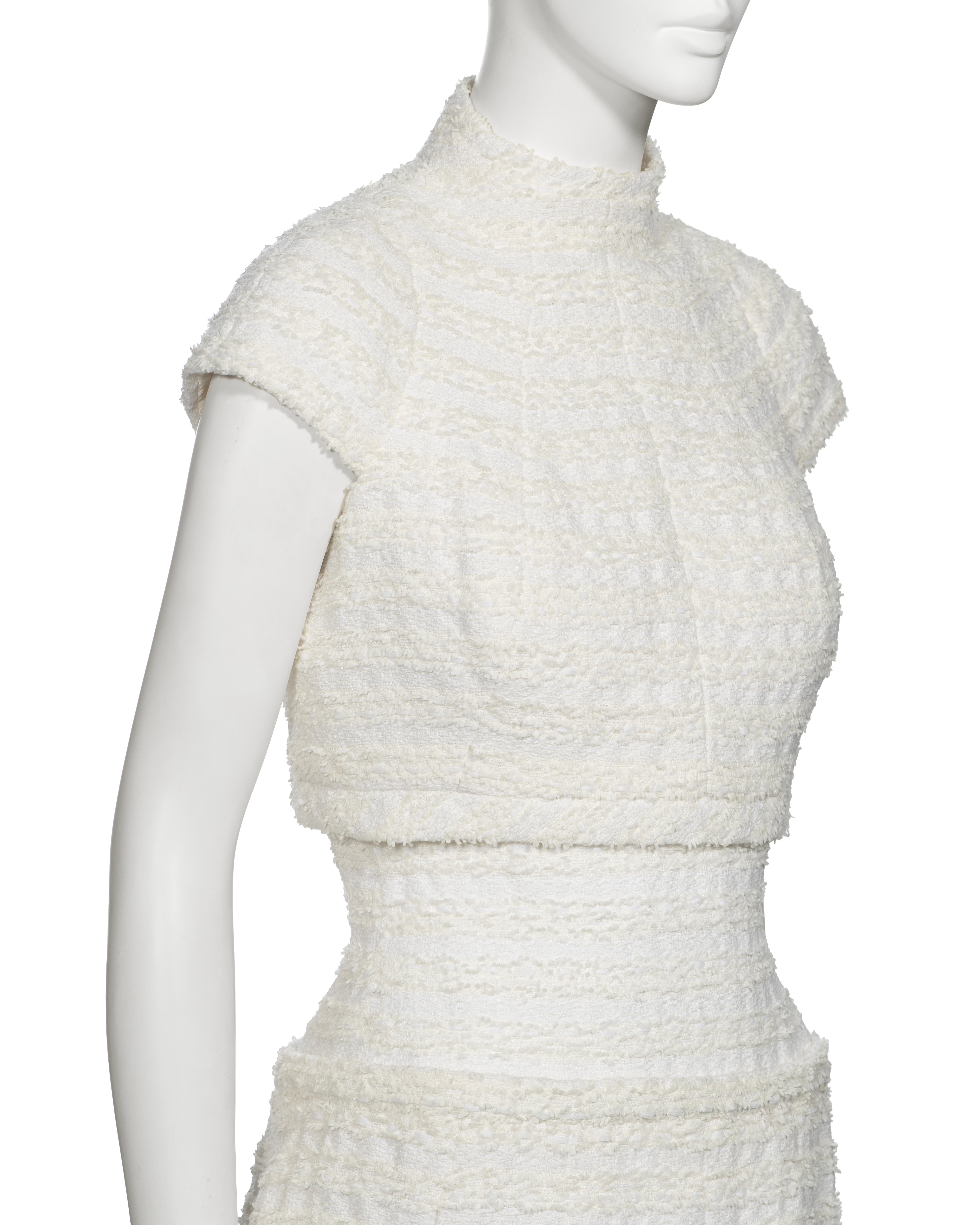 Chanel by Karl Lagerfeld Haute Couture White Bouclé Corseted Skirt Suit, ss 2014 For Sale 2