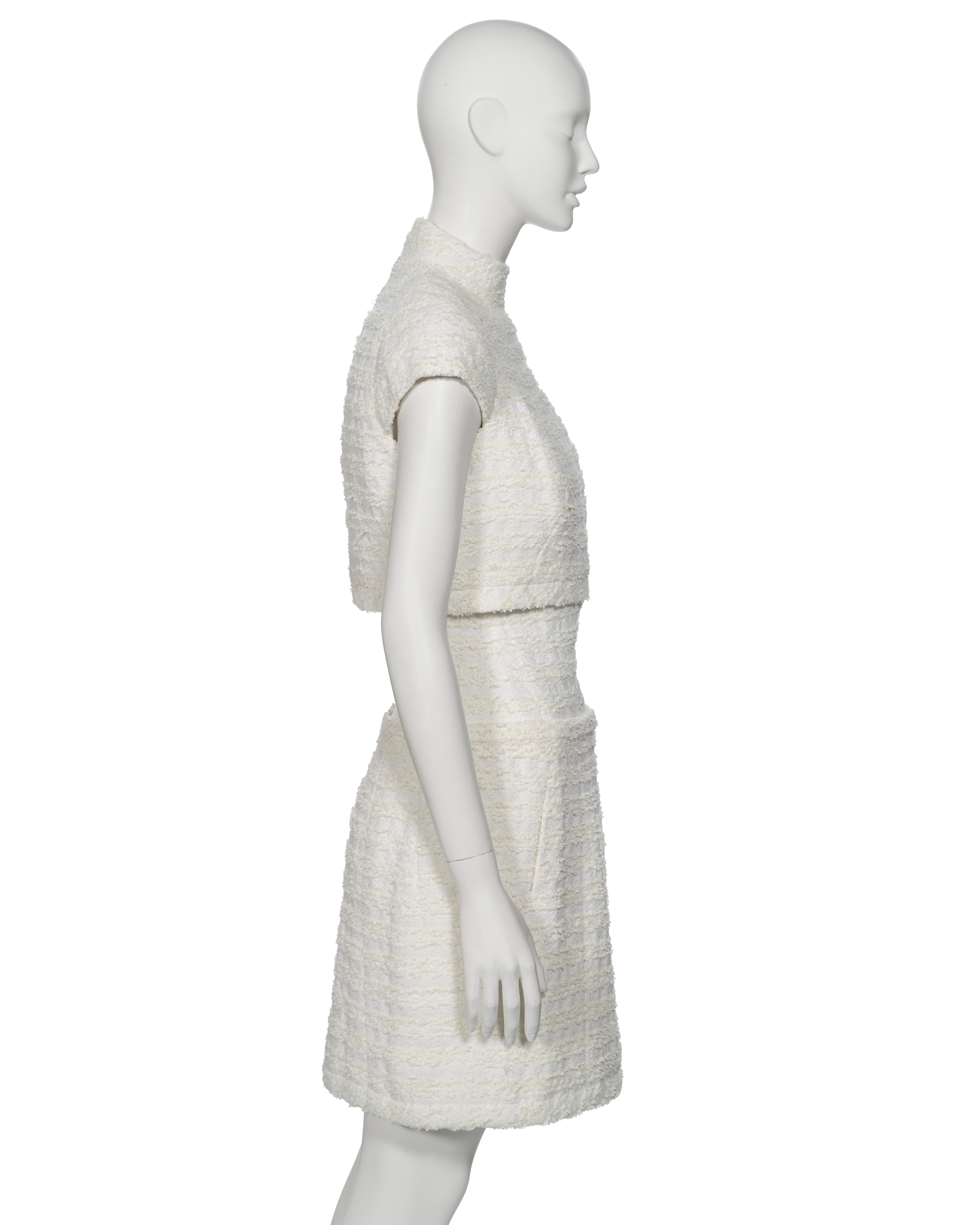 Chanel by Karl Lagerfeld Haute Couture White Bouclé Corseted Skirt Suit, ss 2014 For Sale 4