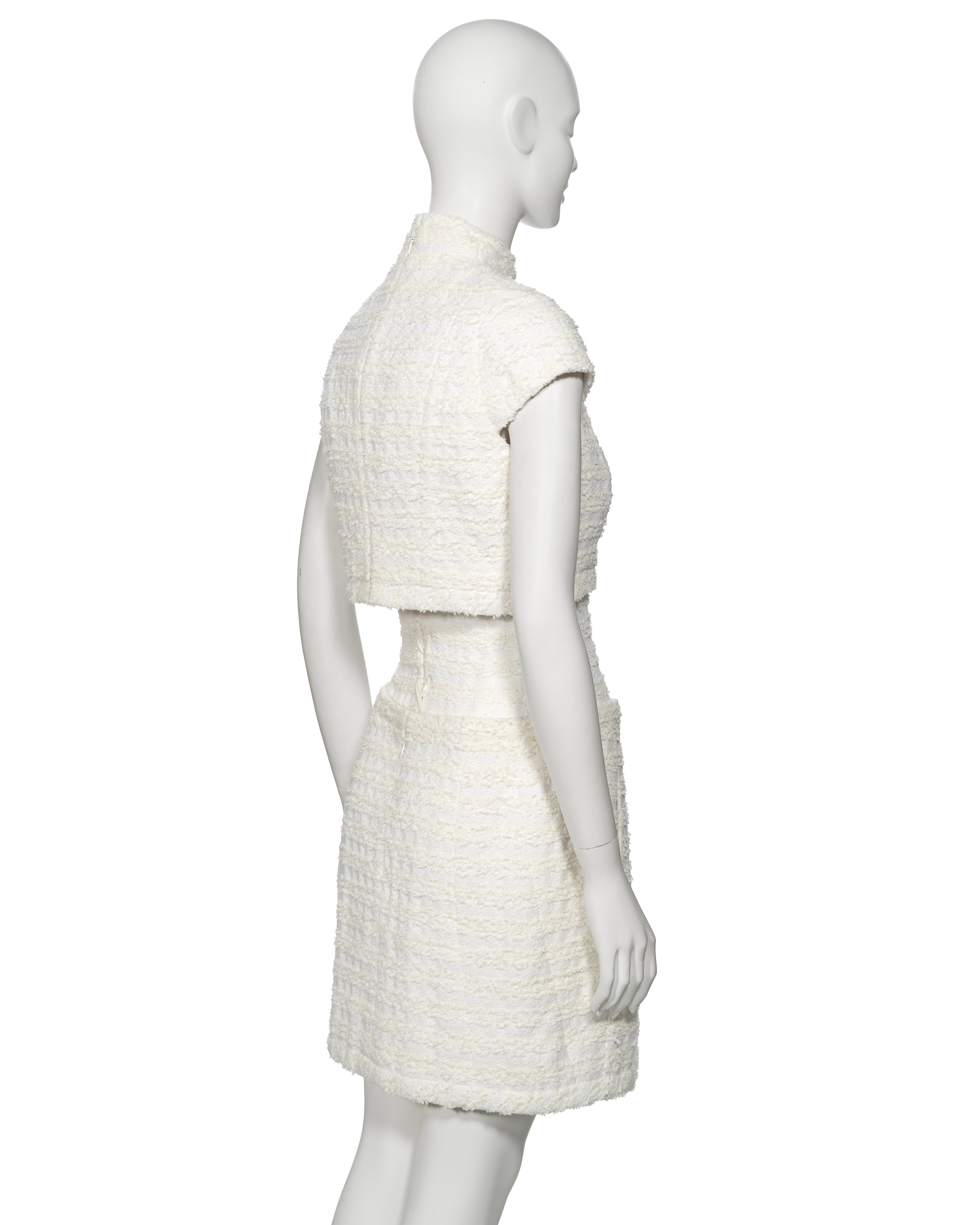 Chanel by Karl Lagerfeld Haute Couture White Bouclé Corseted Skirt Suit, ss 2014 For Sale 5