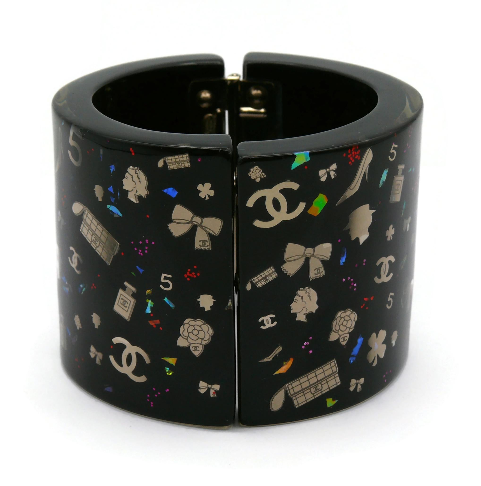 CHANEL by KARL LAGERFELD Iconic Symbols Black Cuff Bracelet, Fall 2006 6