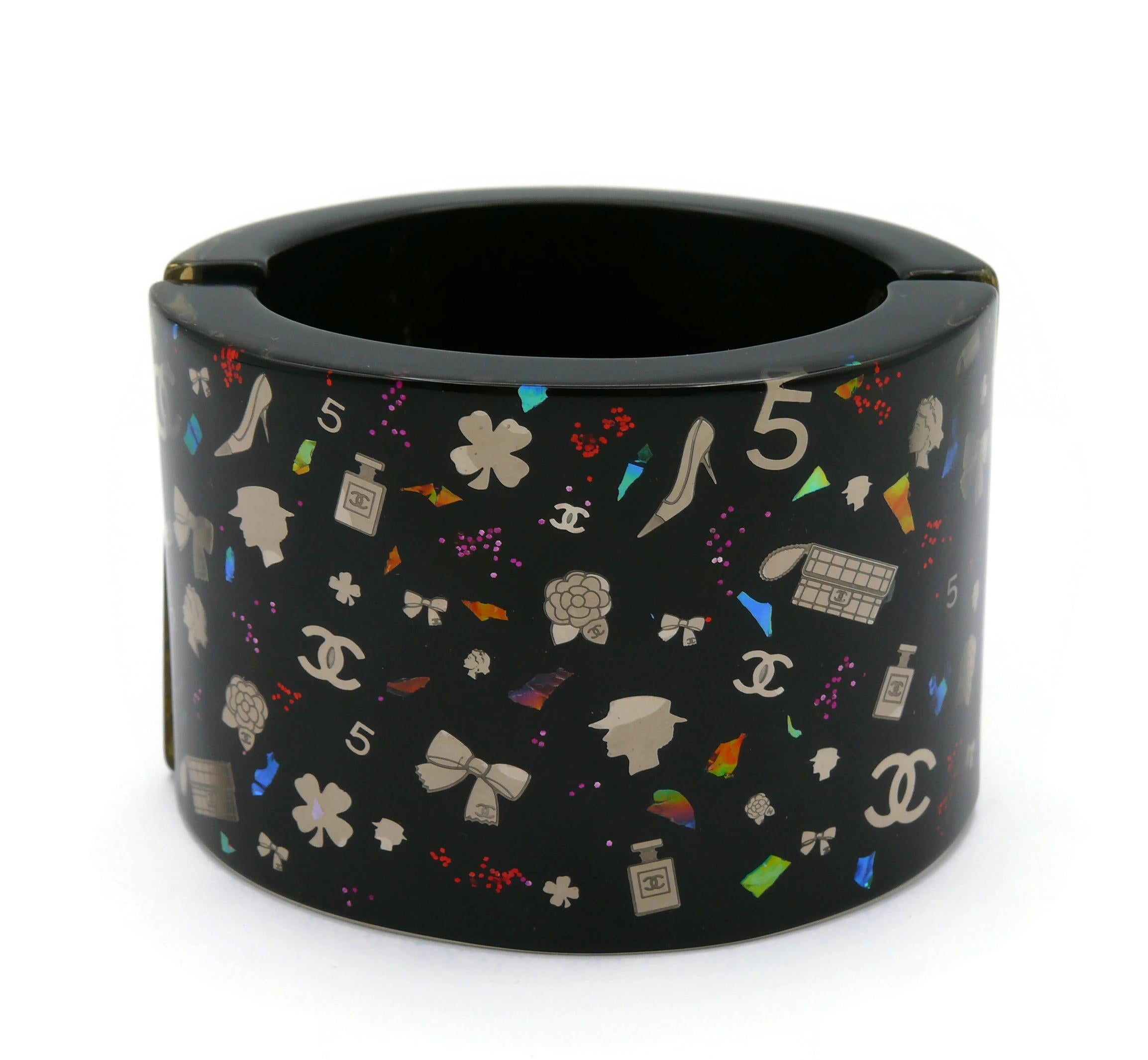 Women's CHANEL by KARL LAGERFELD Iconic Symbols Black Cuff Bracelet, Fall 2006