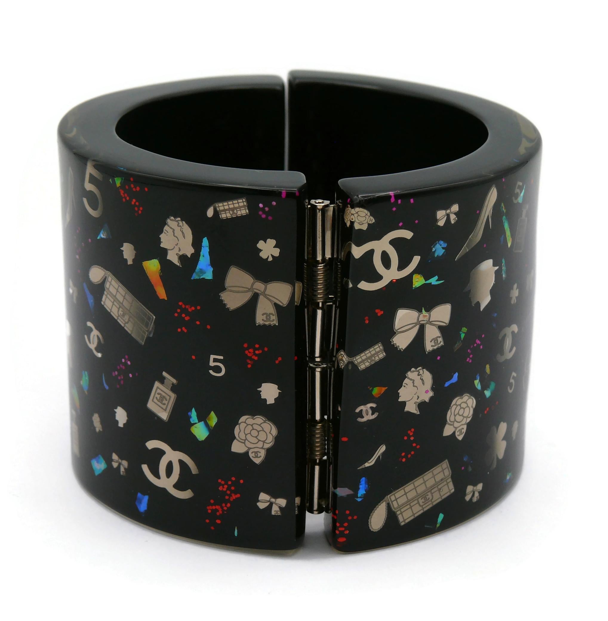 CHANEL by KARL LAGERFELD Iconic Symbols Black Cuff Bracelet, Fall 2006 2