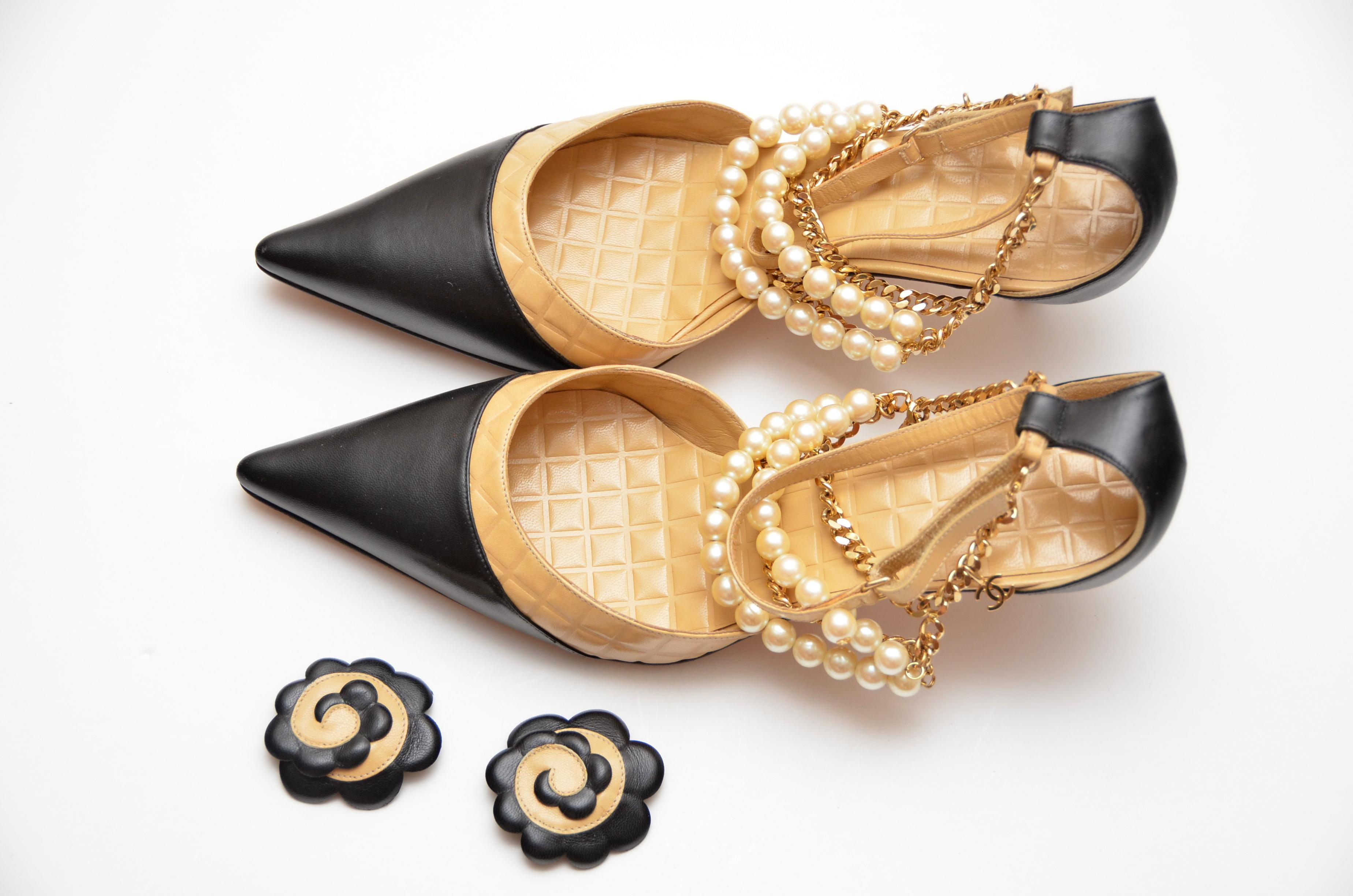 chanel shoes with pearls
