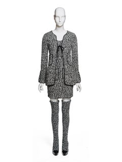 Chanel by Karl Lagerfeld Knit Dress, Cardigan & Boots Runway Ensemble, FW 1994