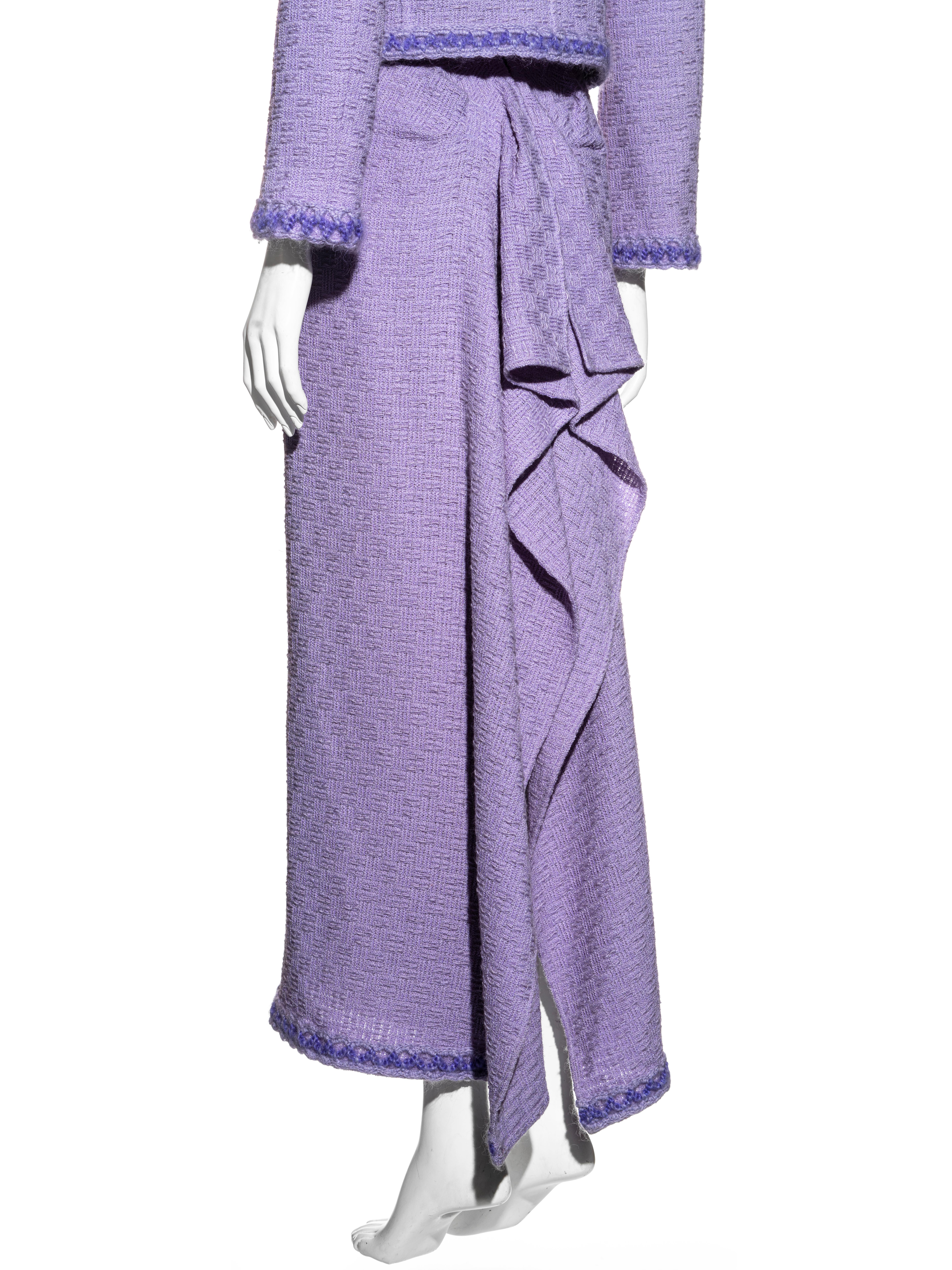Chanel by Karl Lagerfeld lilac tweed jacket and maxi skirt suit, fw 1998 For Sale 6