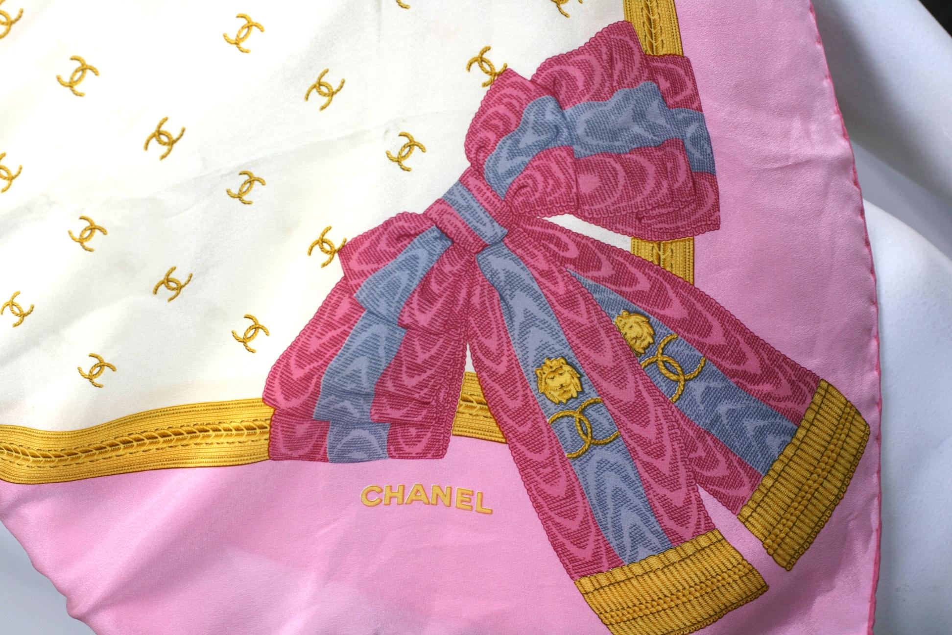 Beige Chanel by Karl Lagerfeld  Logo Scarf For Sale