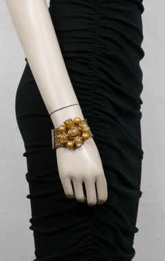 CHANEL by KARL LAGERFELD Mesh Chainmail Resin Flower CC Bracelet, Fall 2007