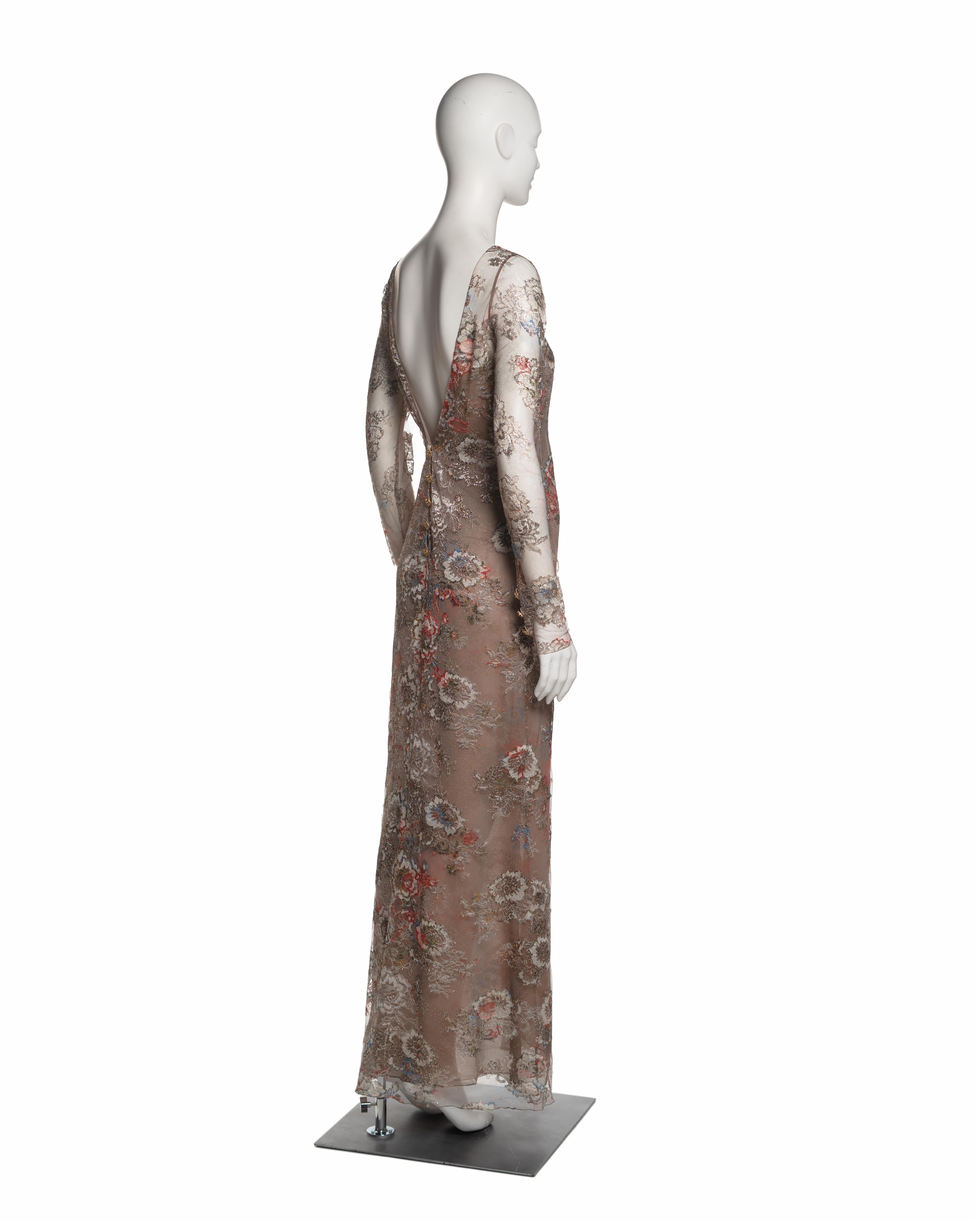 Chanel by Karl Lagerfeld Metallic Floral Lace Evening Dress, Métiers d’Art 2011 For Sale 5