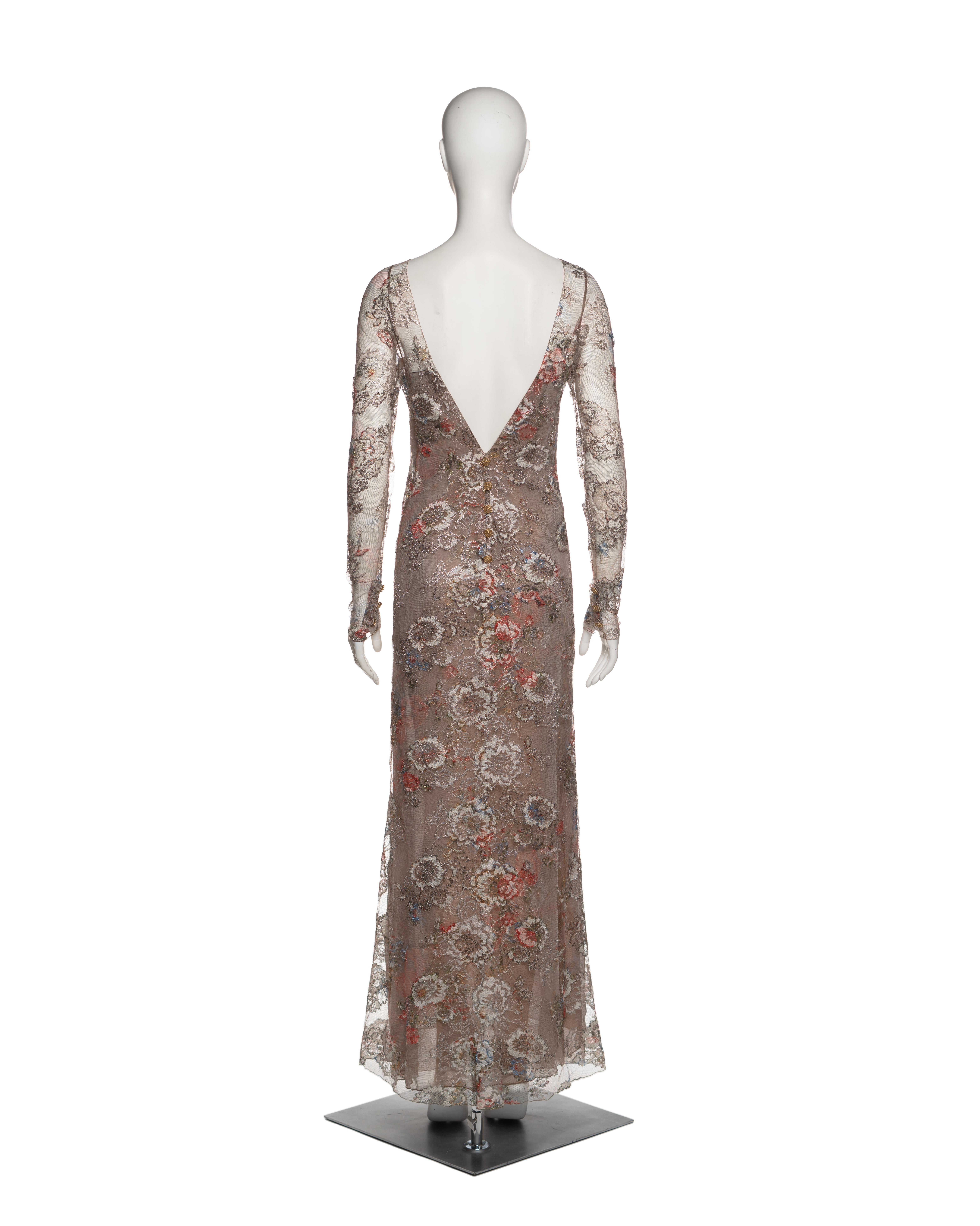 Chanel by Karl Lagerfeld Metallic Floral Lace Evening Dress, Métiers d’Art 2011 For Sale 7
