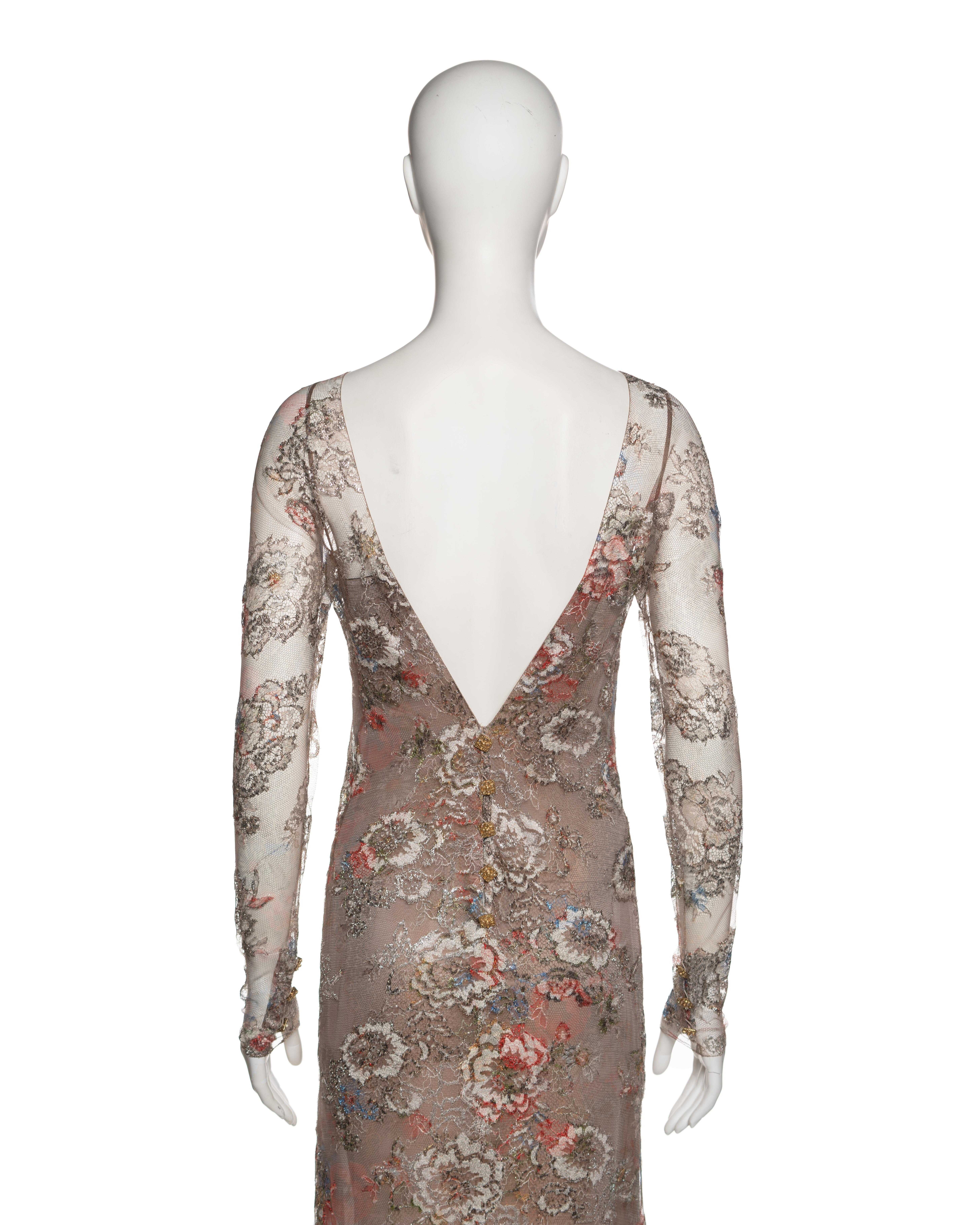 Chanel by Karl Lagerfeld Metallic Floral Lace Evening Dress, Métiers d’Art 2011 For Sale 8