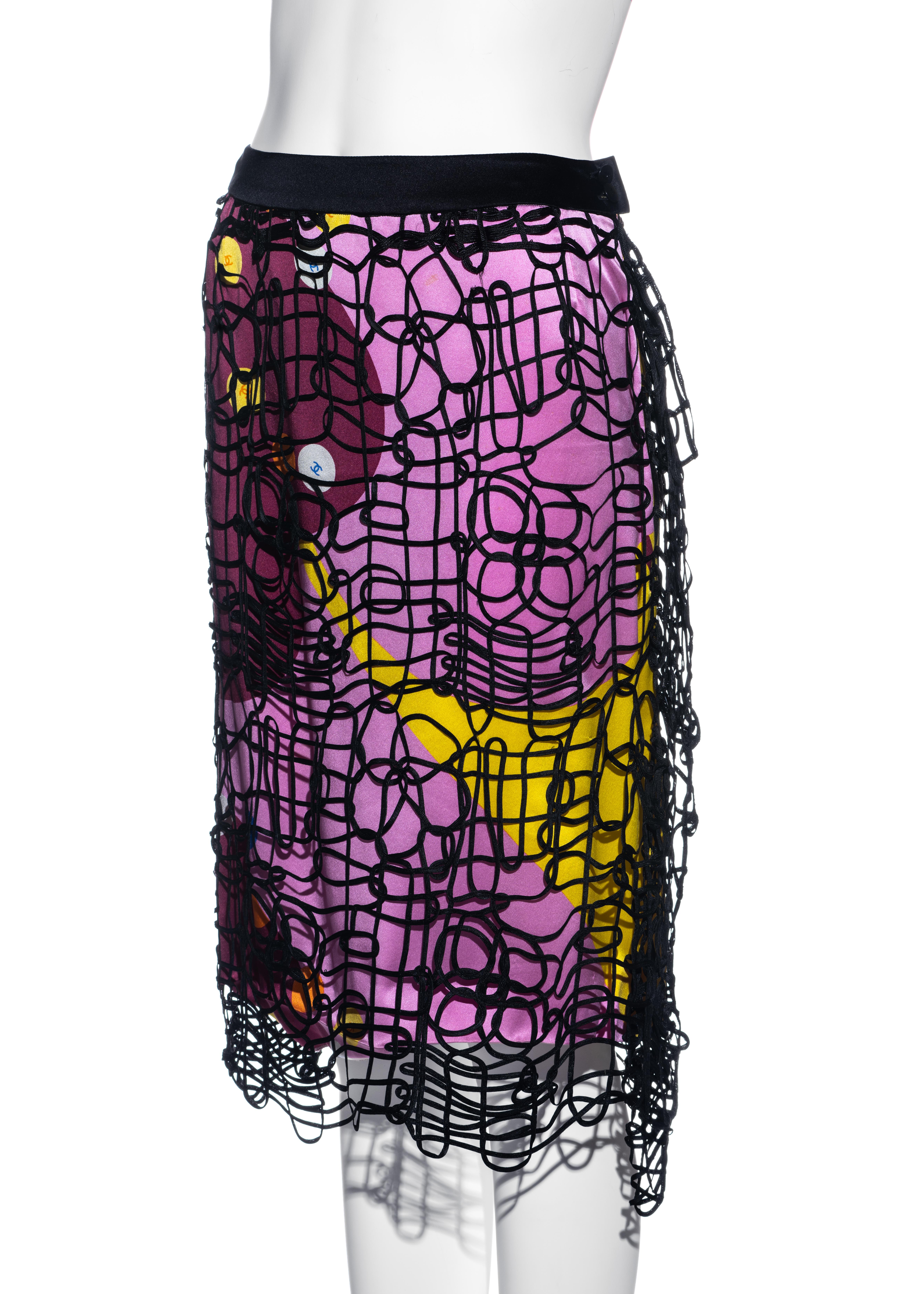 Women's Chanel by Karl Lagerfeld multicoloured silk skirt with ribbon overlay, ss 2000