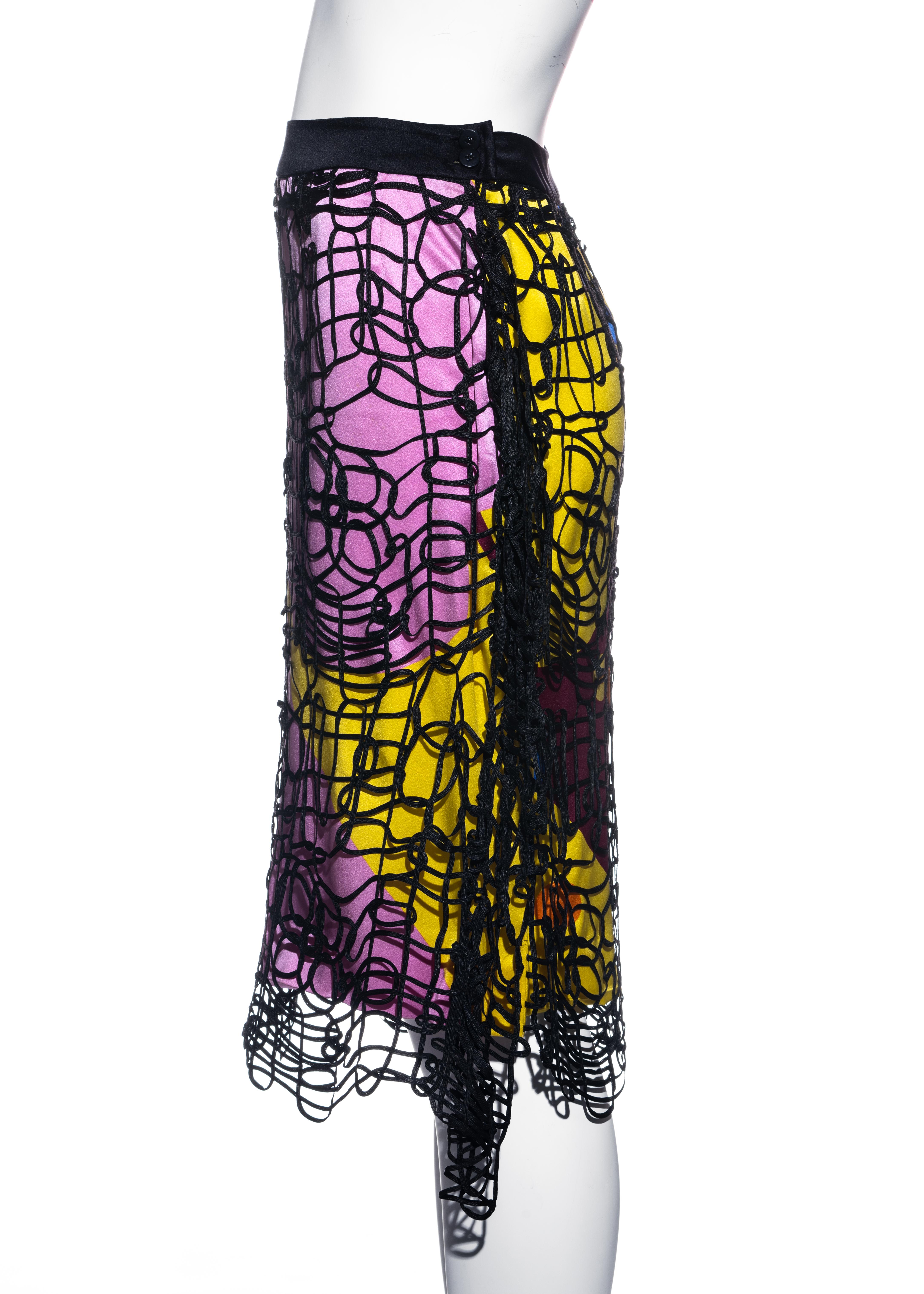 Chanel by Karl Lagerfeld multicoloured silk skirt with ribbon overlay, ss 2000 1