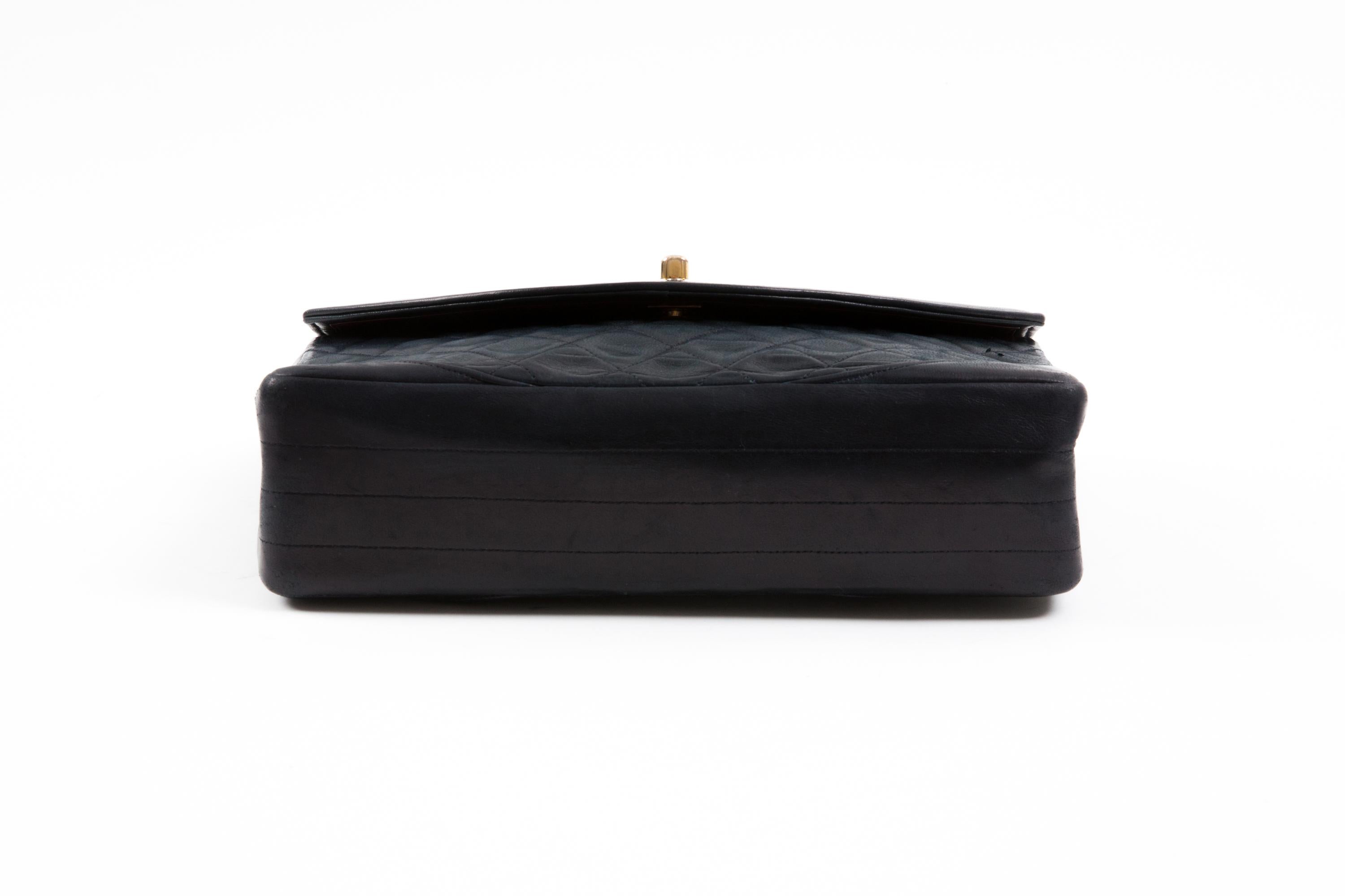Chanel by Karl Lagerfeld Navy Quilted Lambskin Double Flap Bag In Good Condition For Sale In Paris, FR