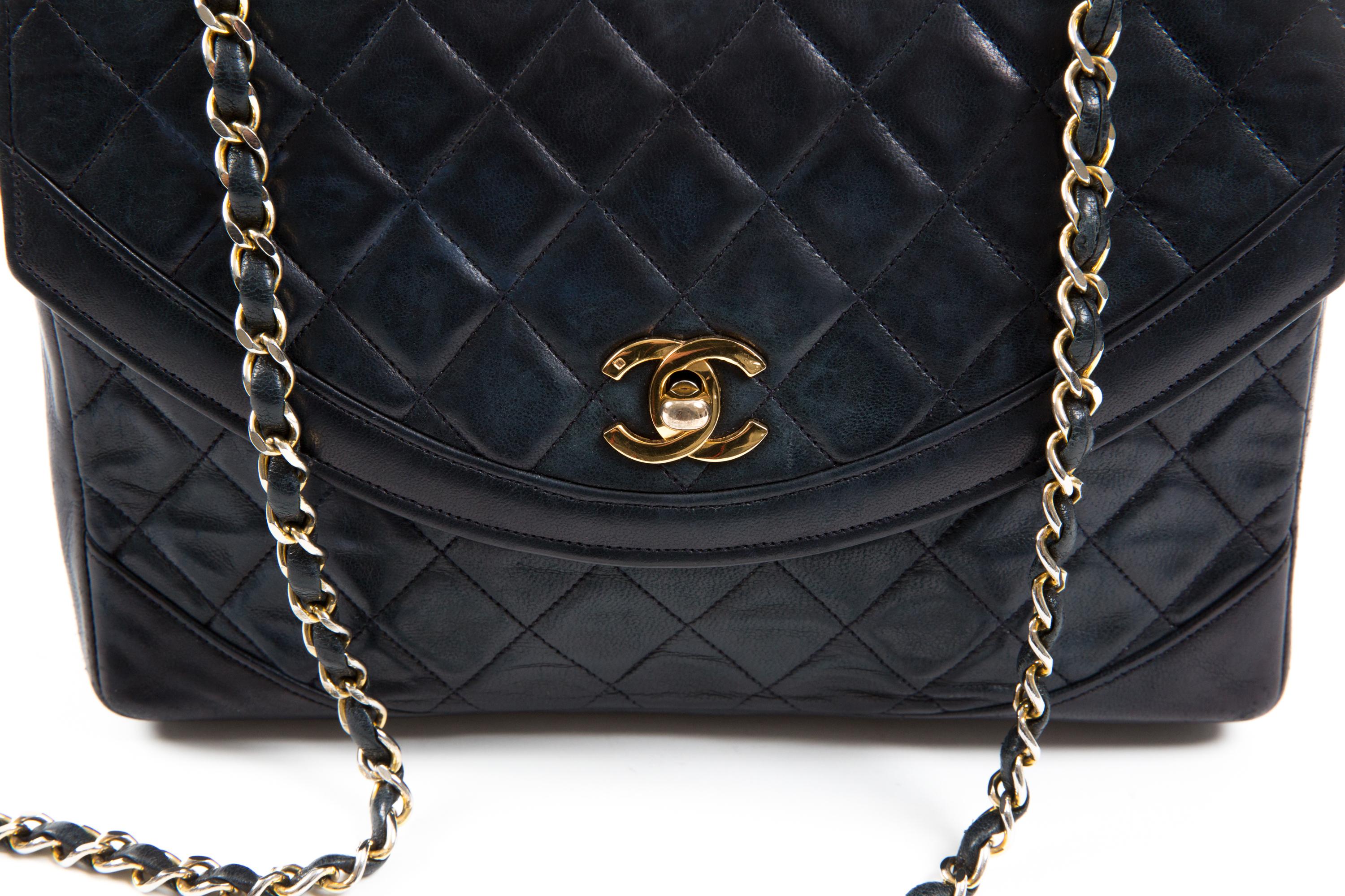 Chanel by Karl Lagerfeld Navy Quilted Lambskin Double Flap Bag For Sale 1