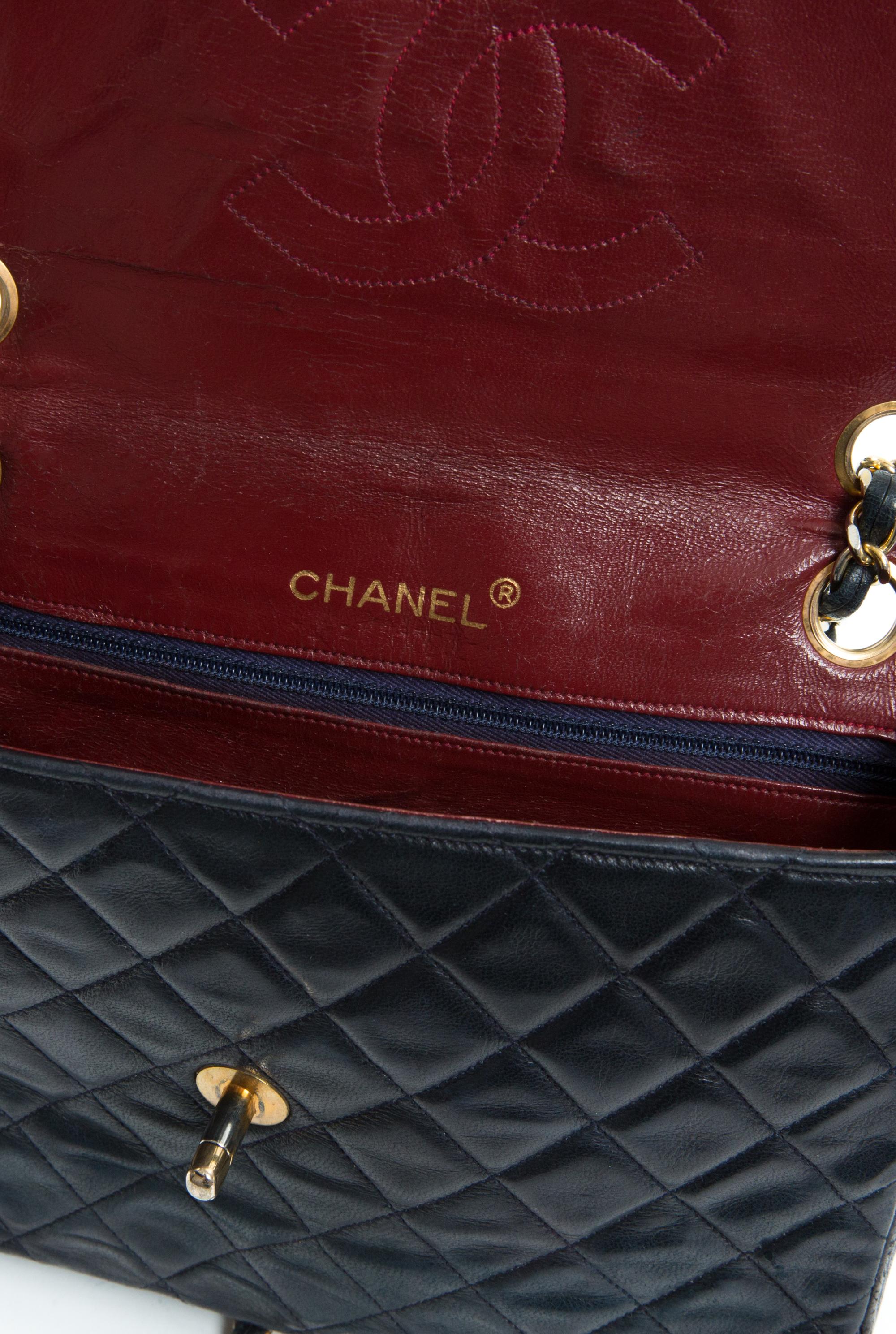 Chanel by Karl Lagerfeld Navy Quilted Lambskin Double Flap Bag For Sale 2