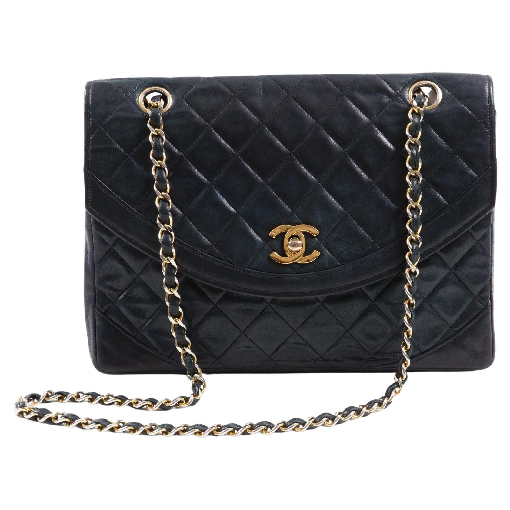 Chanel by Karl Lagerfeld Navy Quilted Lambskin Double Flap Bag For Sale