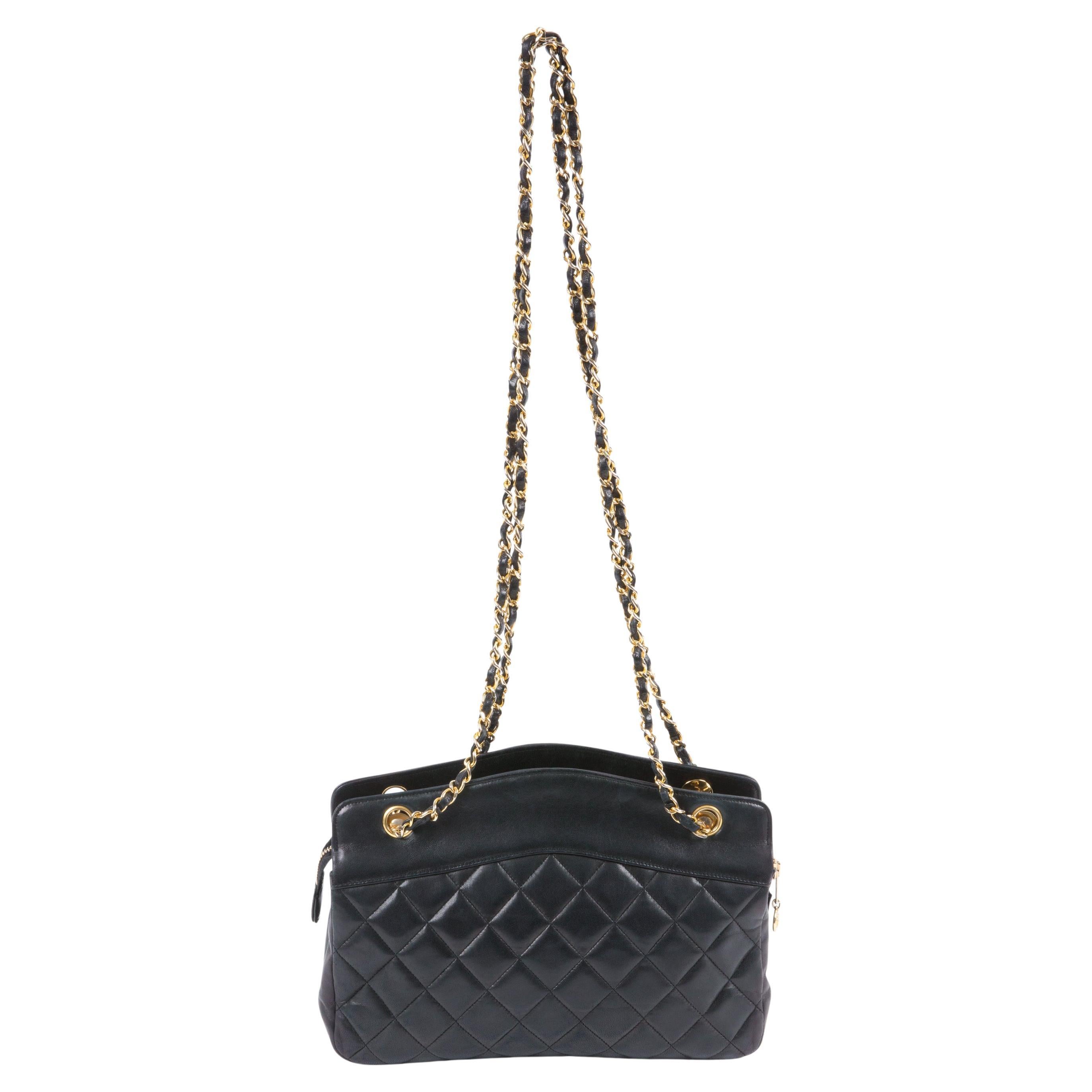Chanel by Karl Lagerfeld Navy Quilted Lambskin Shoulder Bag For Sale