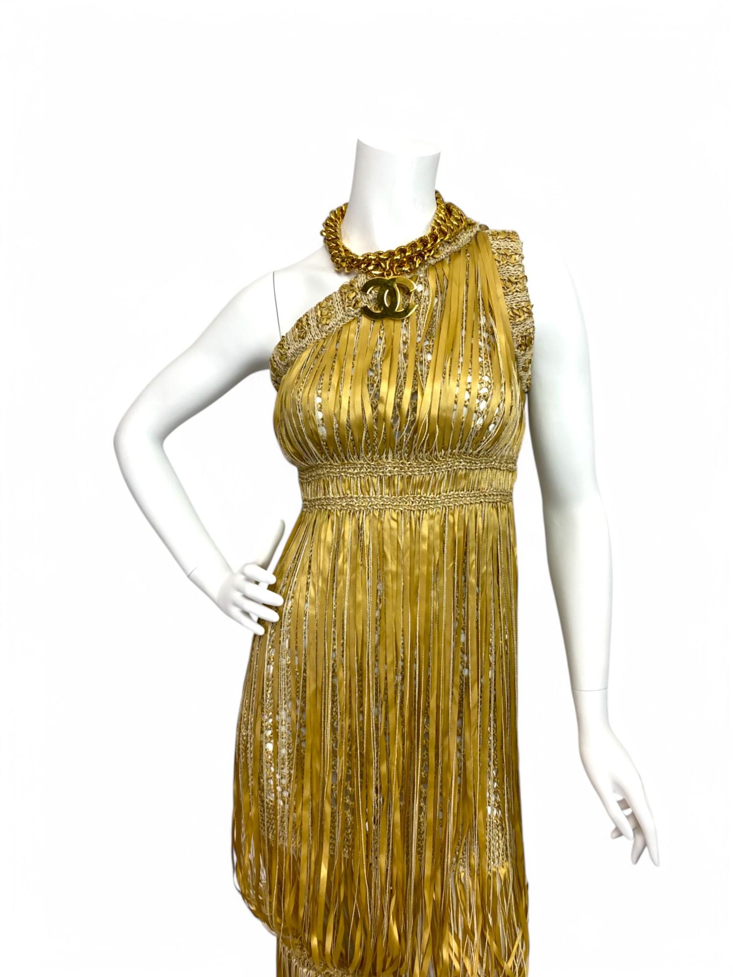 Brown Chanel by Karl Lagerfeld One-Shoulder Dress, S/S 2011 Sz: 34 For Sale