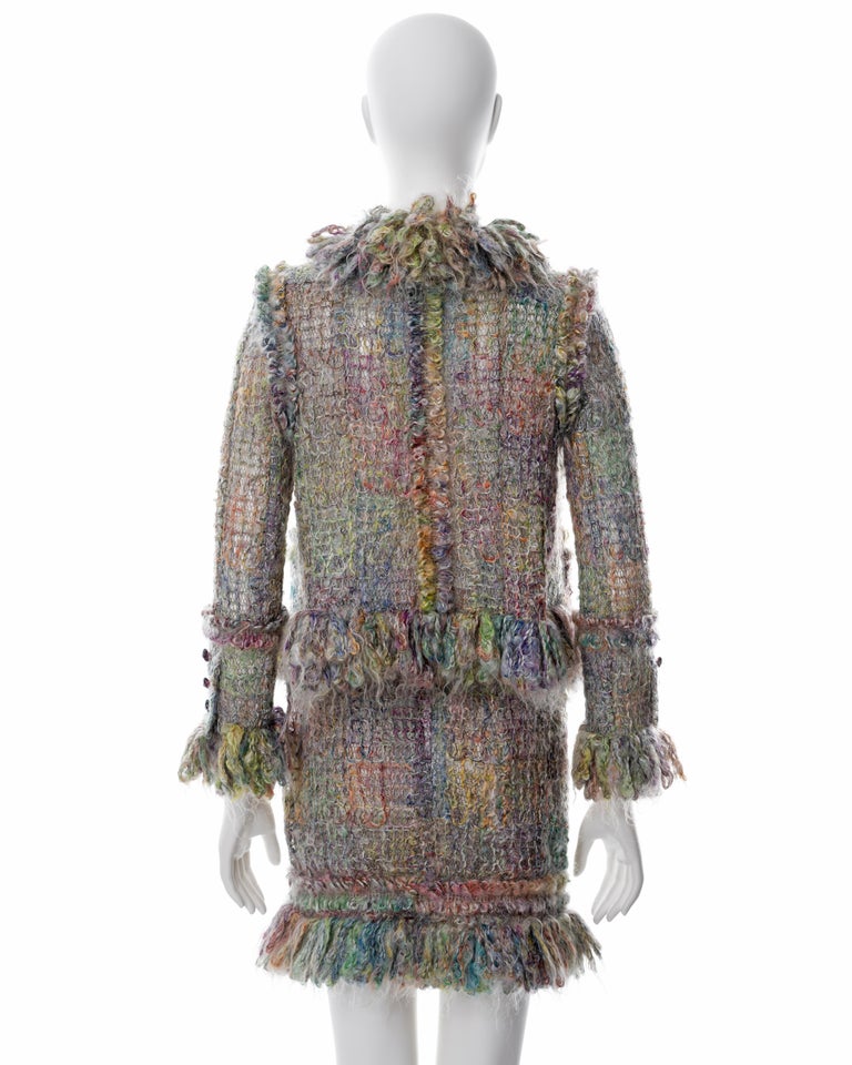 Chanel by Karl Lagerfeld open-knit multicoloured mohair skirt suit, fw 2003