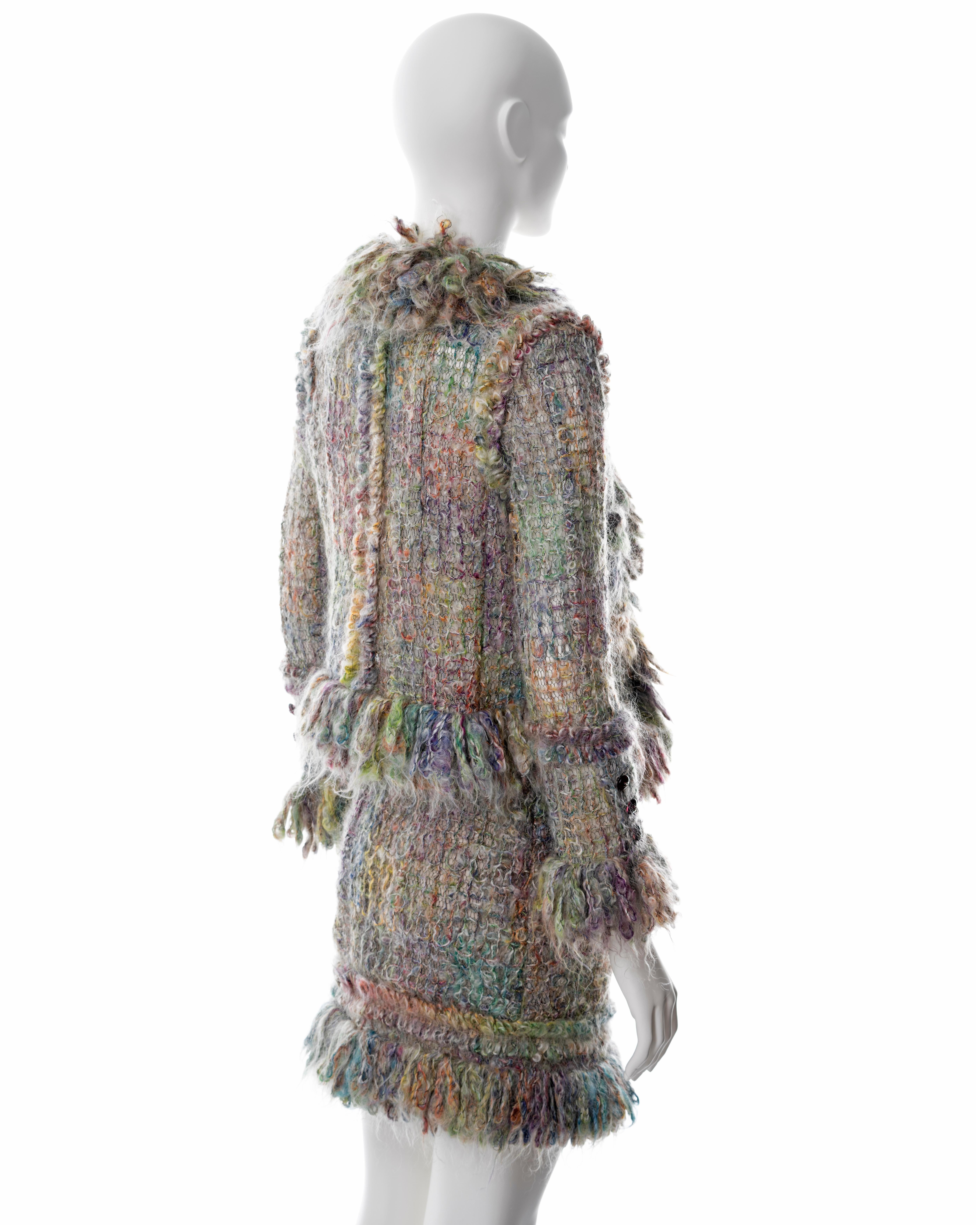 Chanel by Karl Lagerfeld open-knit multicoloured mohair skirt suit, fw 2003  For Sale 4