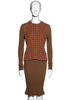 Chanel by Karl Lagerfeld orange and brown knit and tweed jacket dress, fw 1995